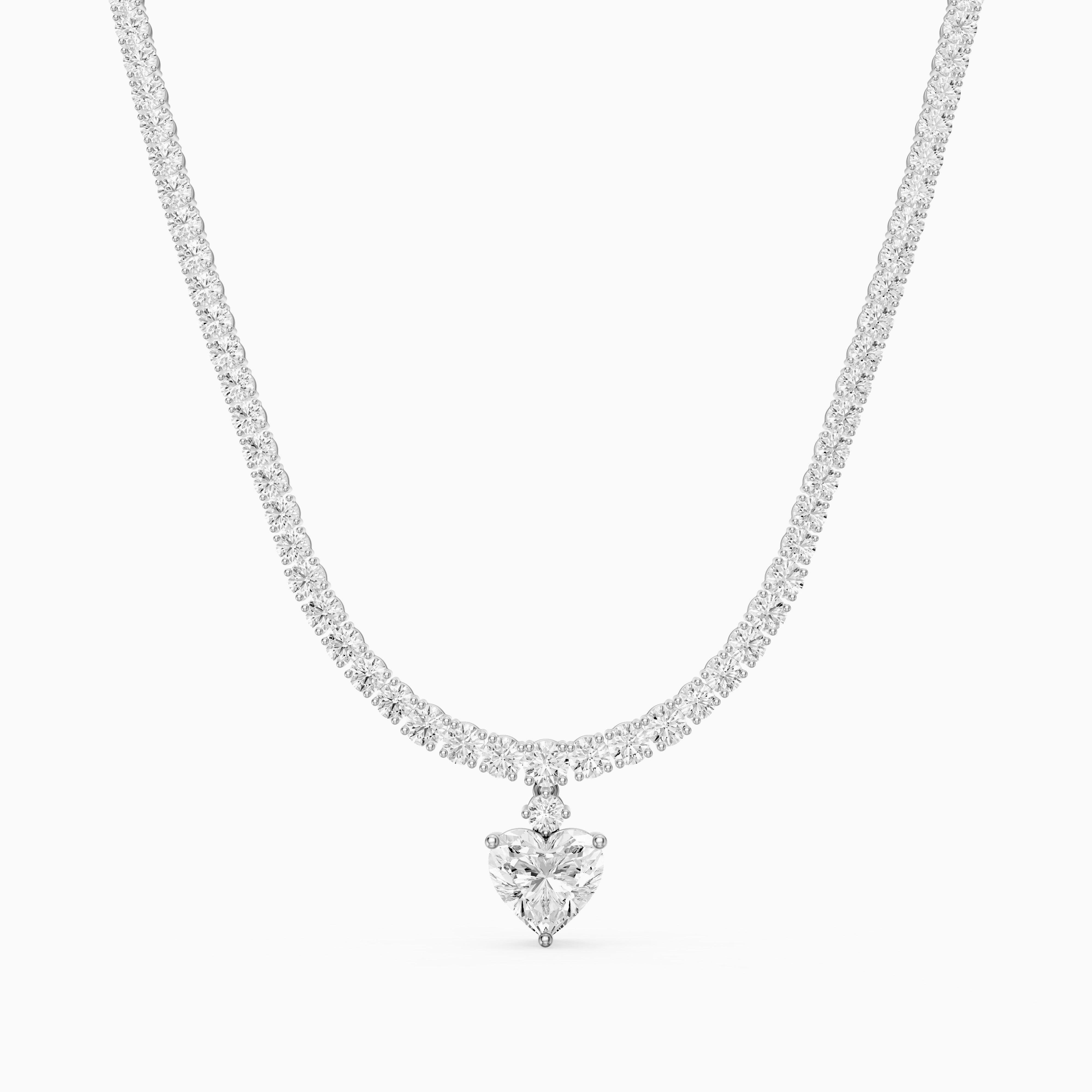 Natalia Heart Cut Lab Grown Diamond Drop Tennis Necklace