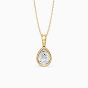 Mary Pear Shape Bezel Set Lab Grown Diamond Solitaire Pendant