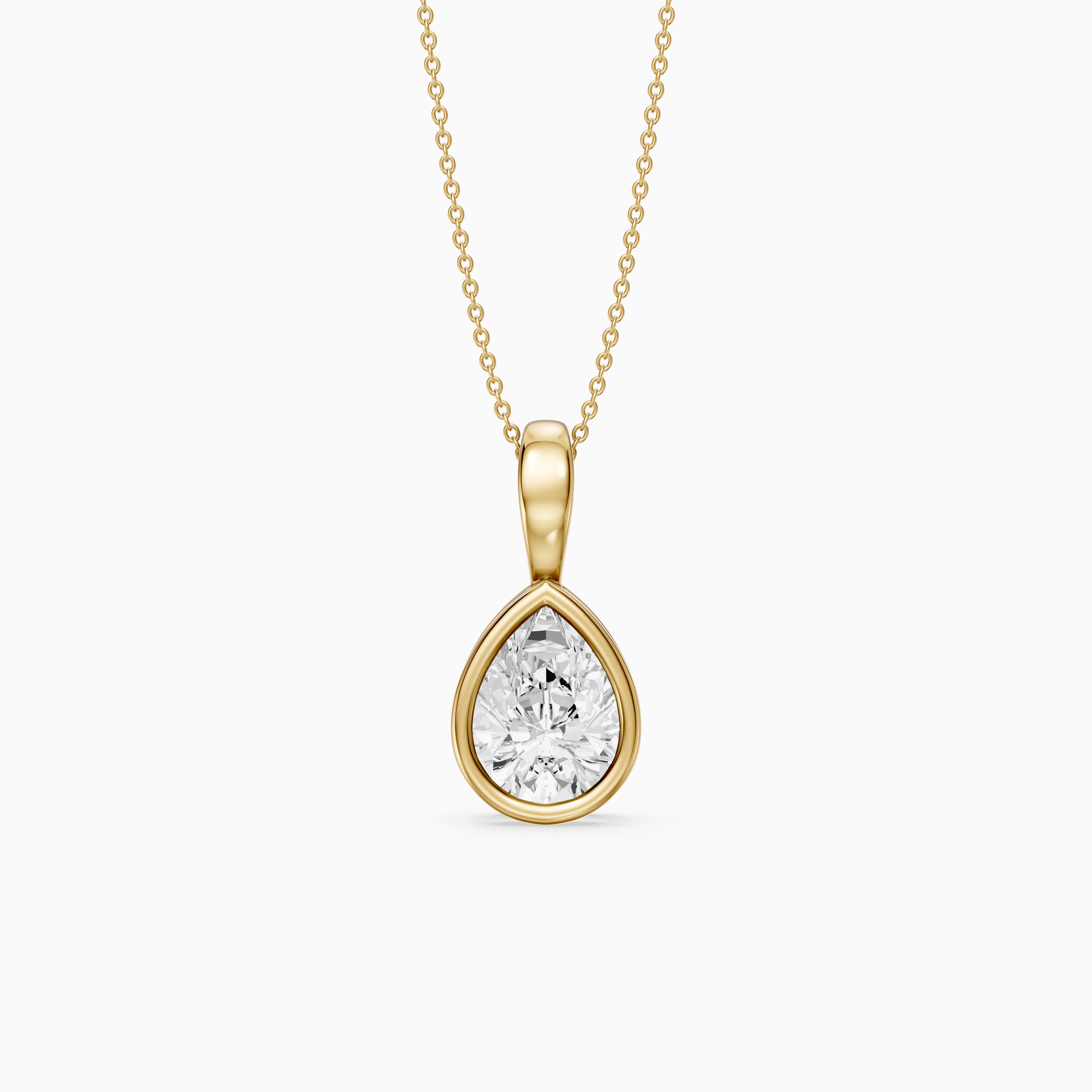 Mary Pear Shape Bezel Set Lab Grown Diamond Solitaire Pendant