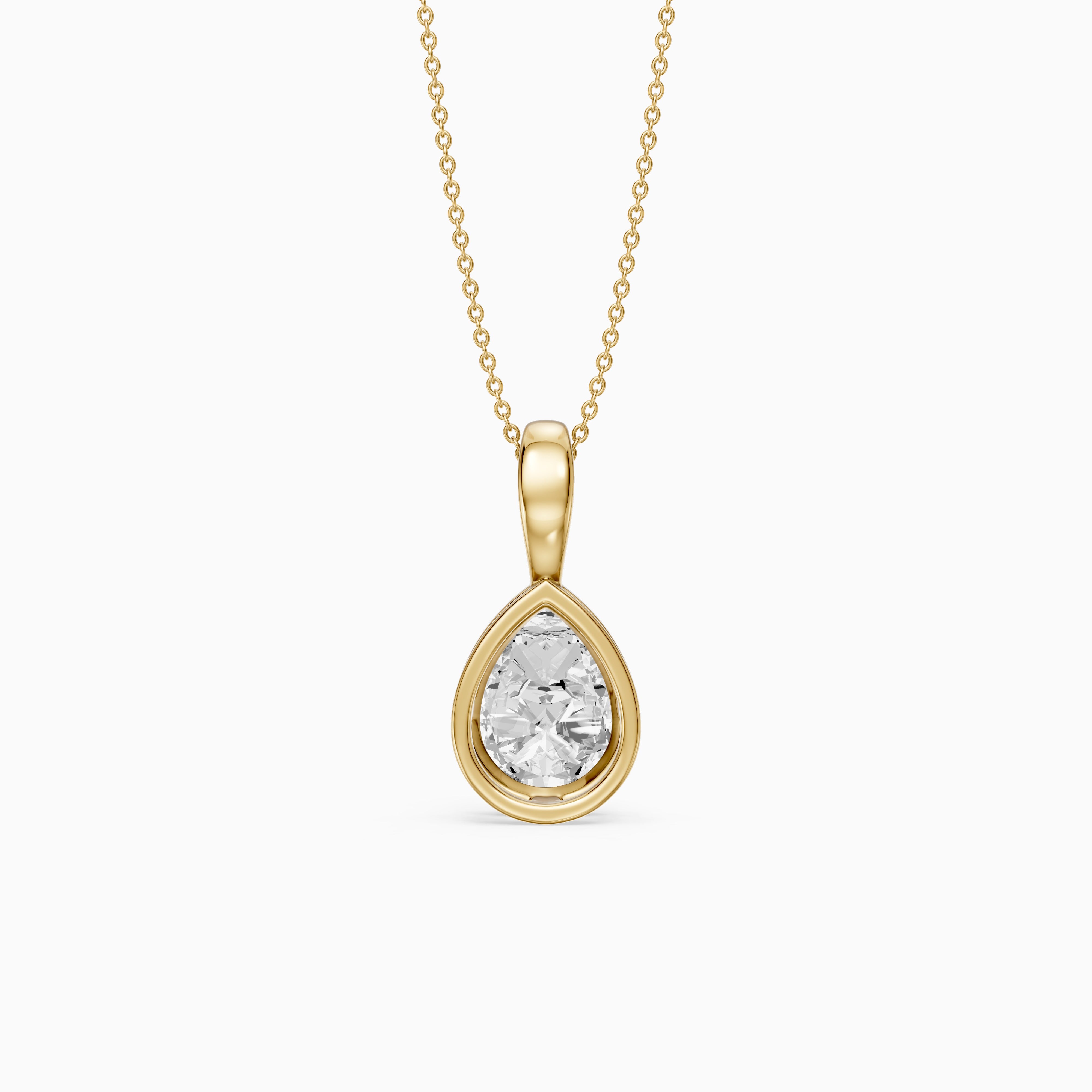 Mary Pear Shape Bezel Set Lab Grown Diamond Solitaire Pendant