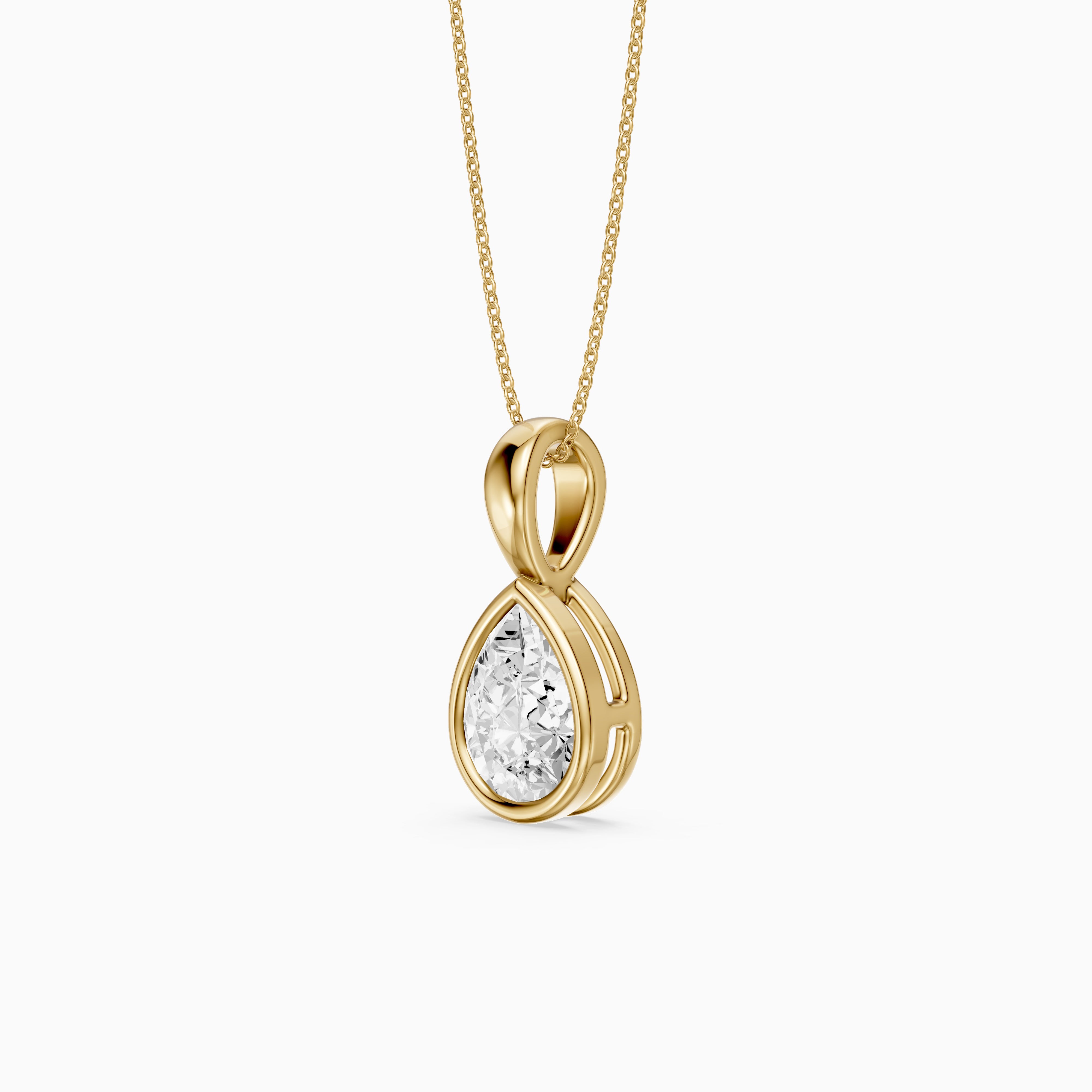 Mary Pear Shape Bezel Set Lab Grown Diamond Solitaire Pendant