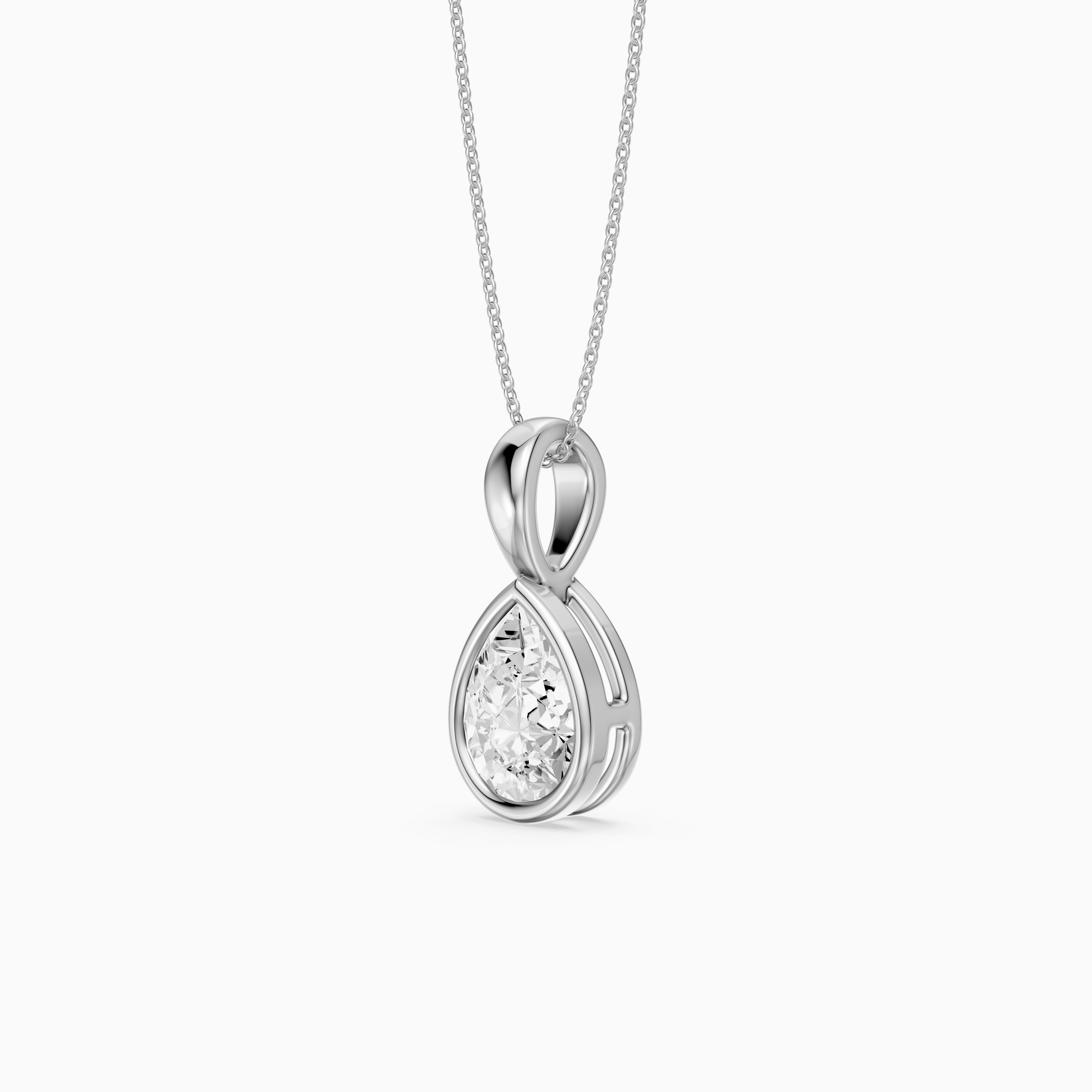 Mary Pear Shape Bezel Set Lab Grown Diamond Solitaire Pendant
