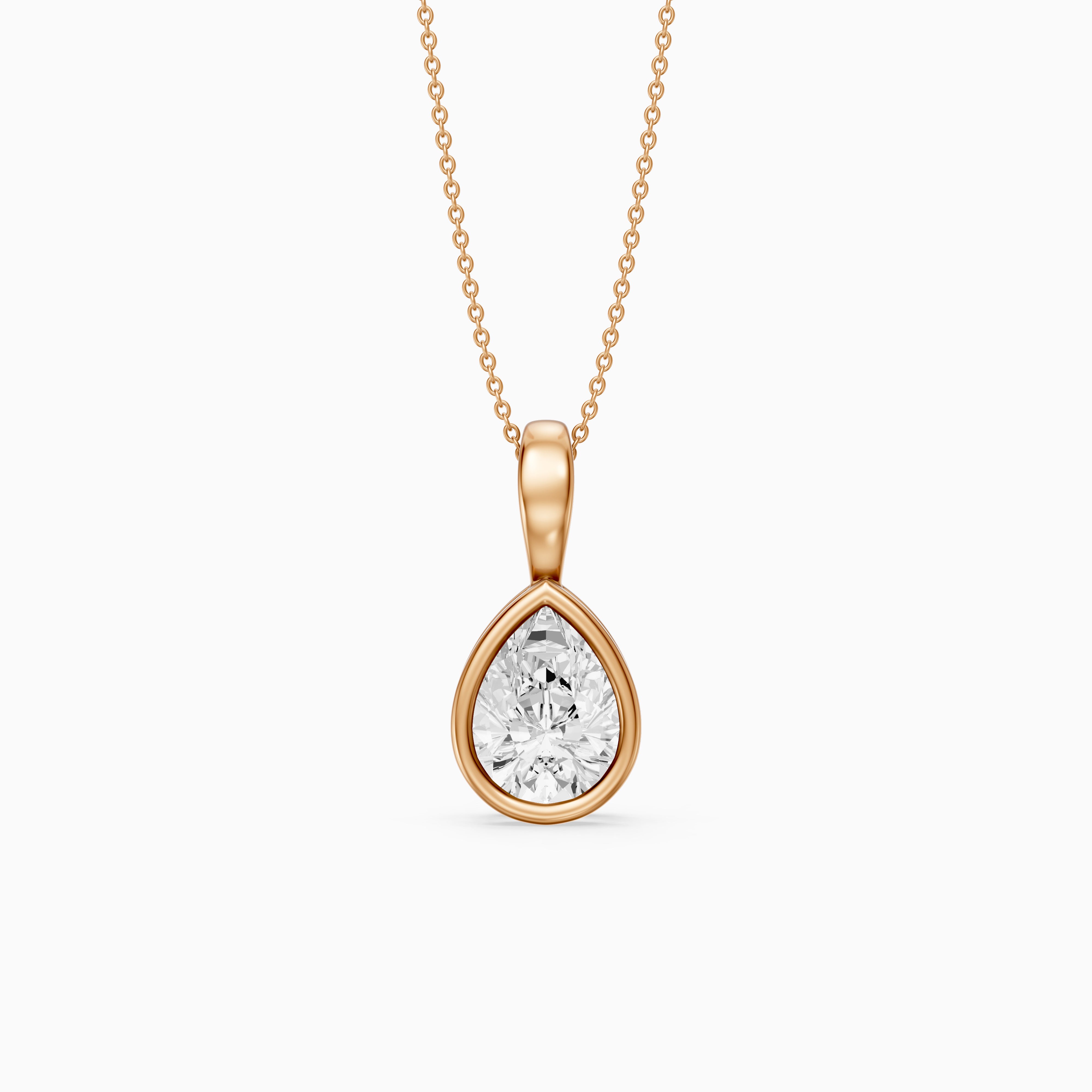 Mary Pear Shape Bezel Set Lab Grown Diamond Solitaire Pendant