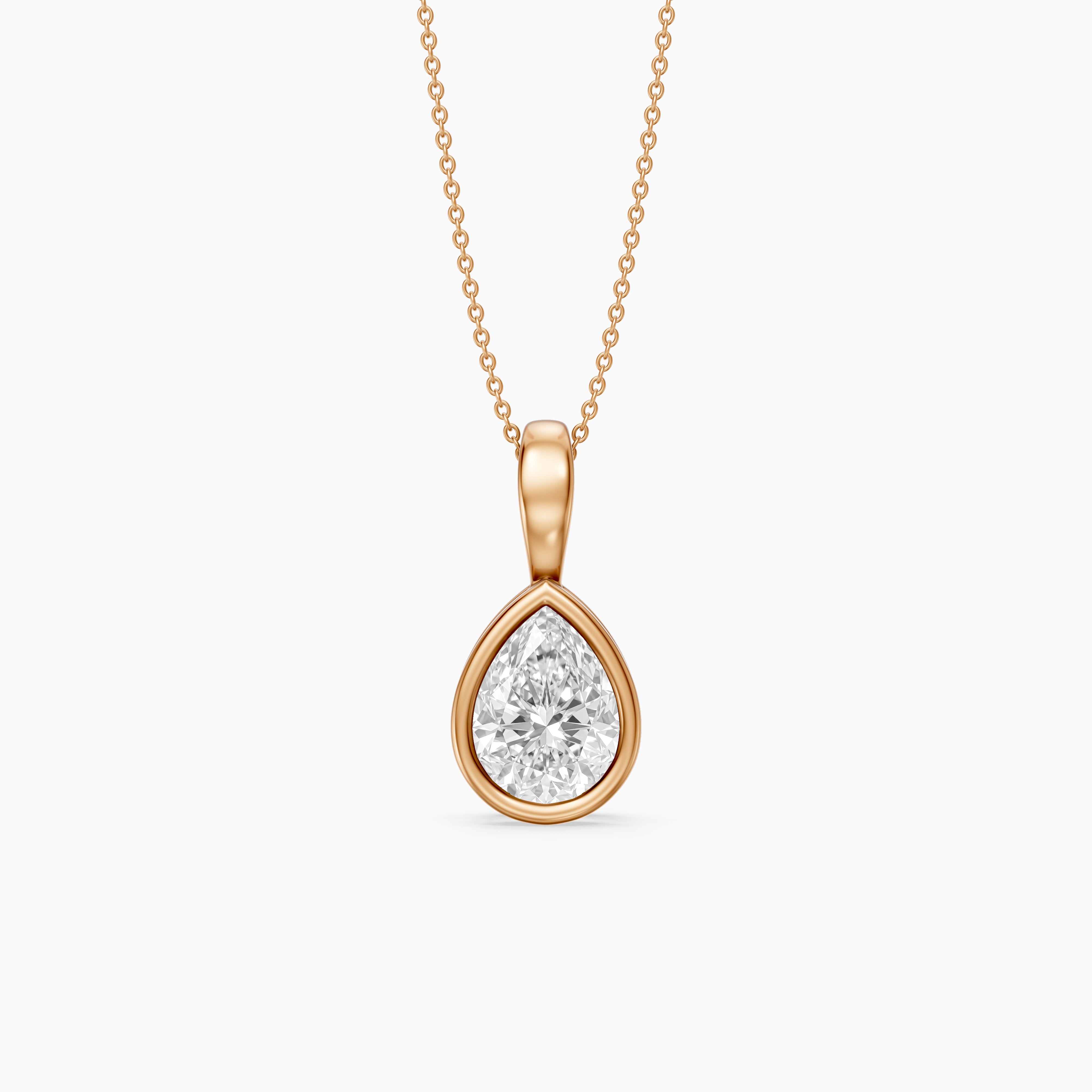 Mary Pear Shape Bezel Set Lab Grown Diamond Solitaire Pendant