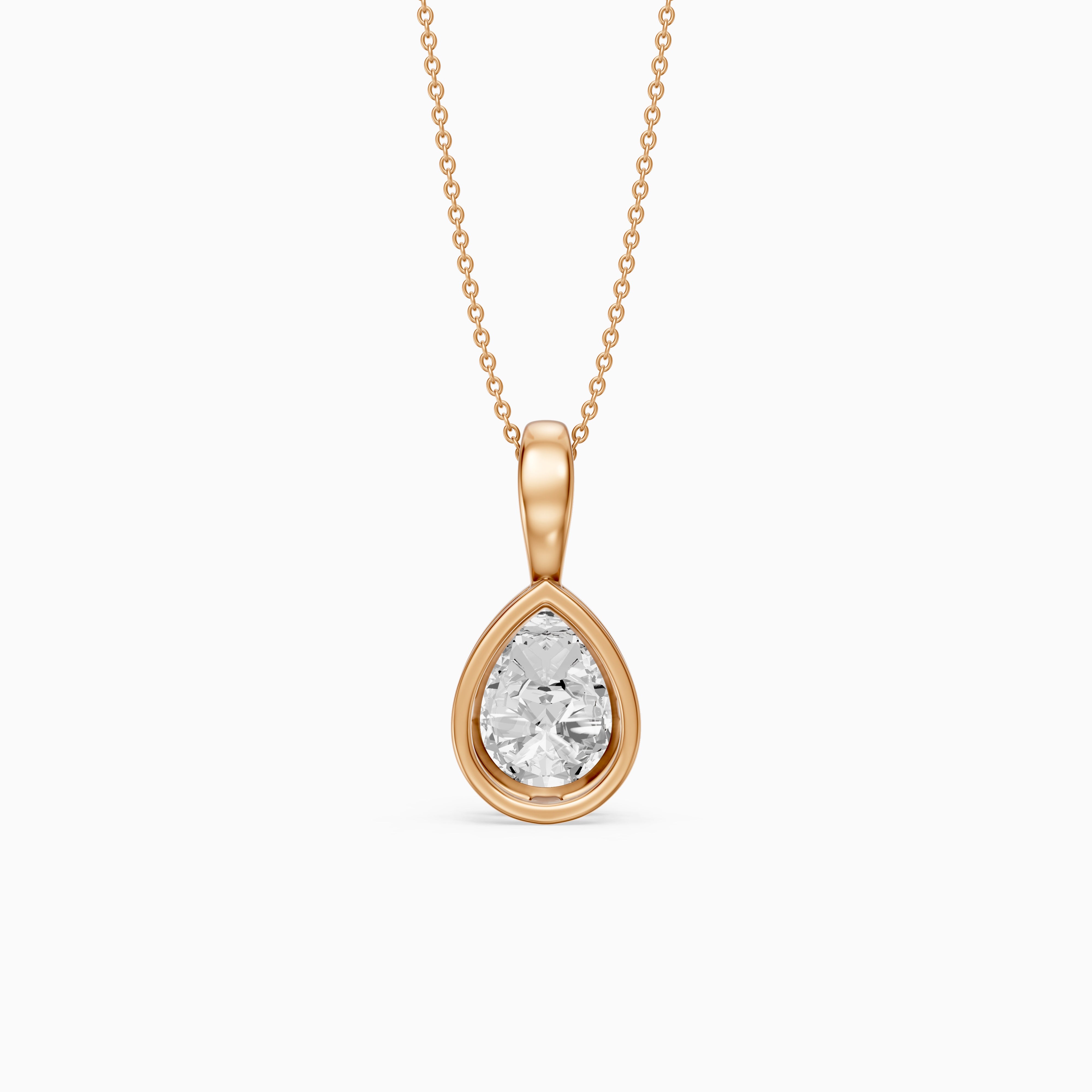 Mary Pear Shape Bezel Set Lab Grown Diamond Solitaire Pendant