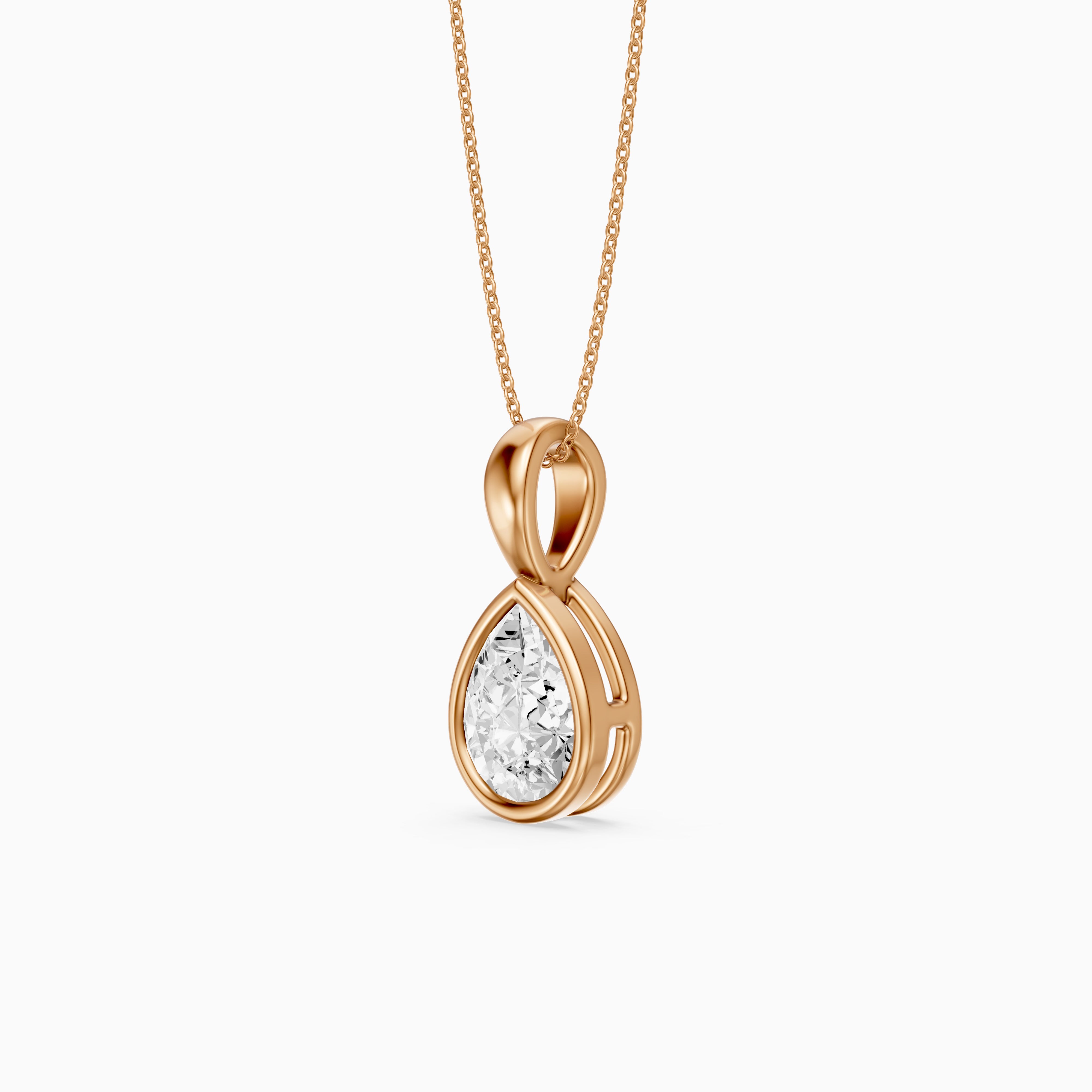 Mary Pear Shape Bezel Set Lab Grown Diamond Solitaire Pendant
