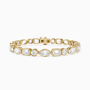 Wrenley Marquise, Round and Emerald Cut Lab Grown Diamond Bezel Tennis Bracelet