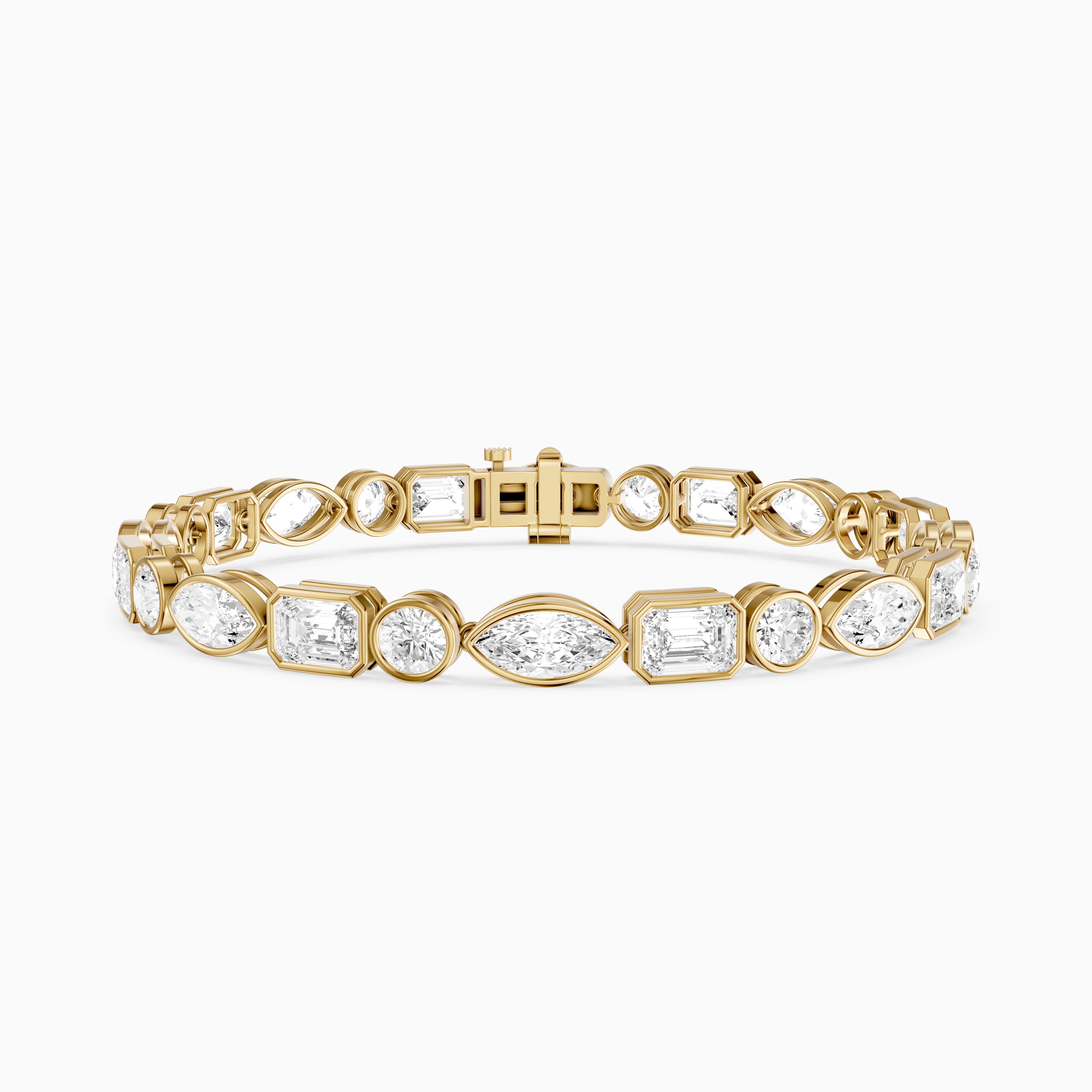 Wrenley Marquise, Round and Emerald Cut Lab Grown Diamond Bezel Tennis Bracelet