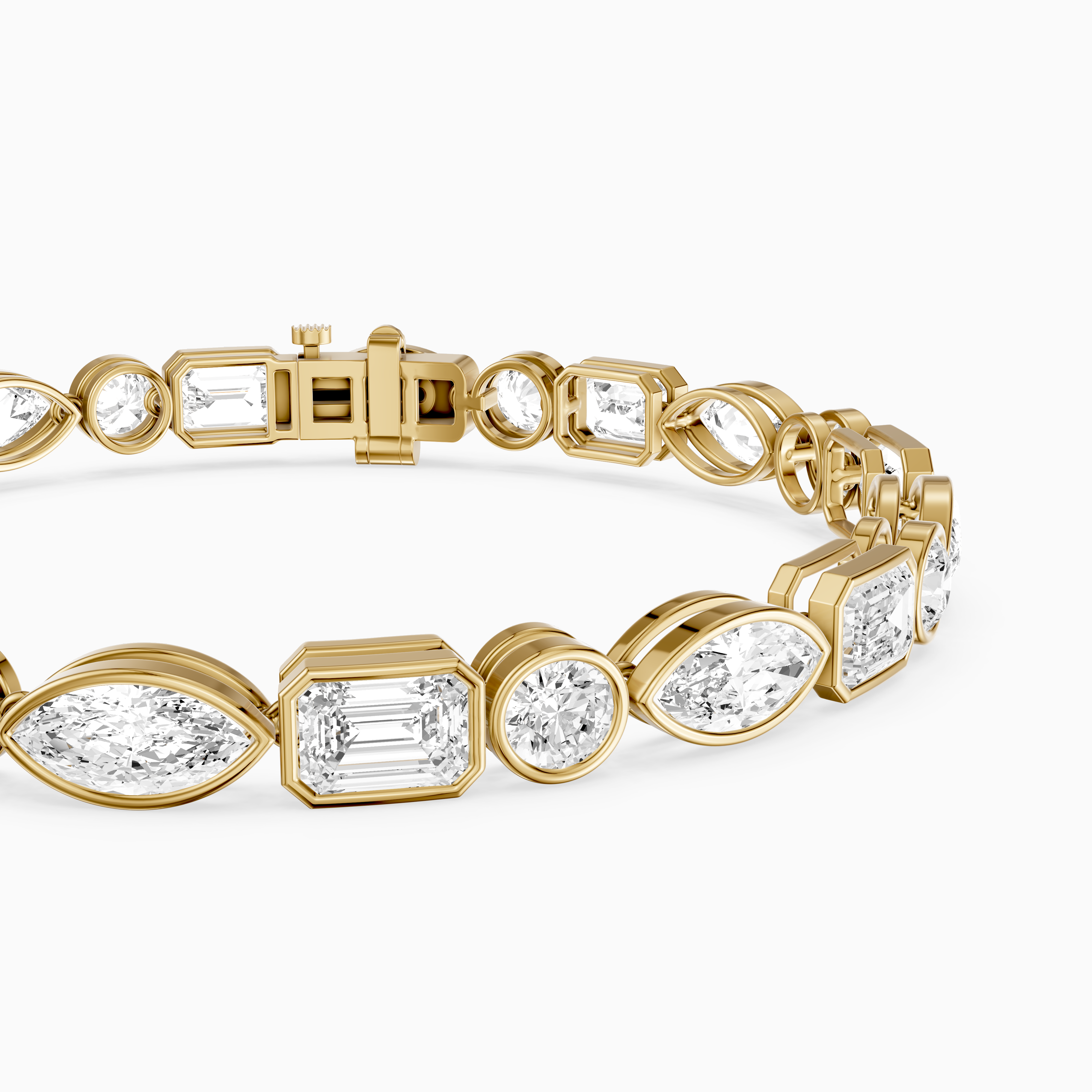 Wrenley Marquise, Round and Emerald Cut Lab Grown Diamond Bezel Tennis Bracelet