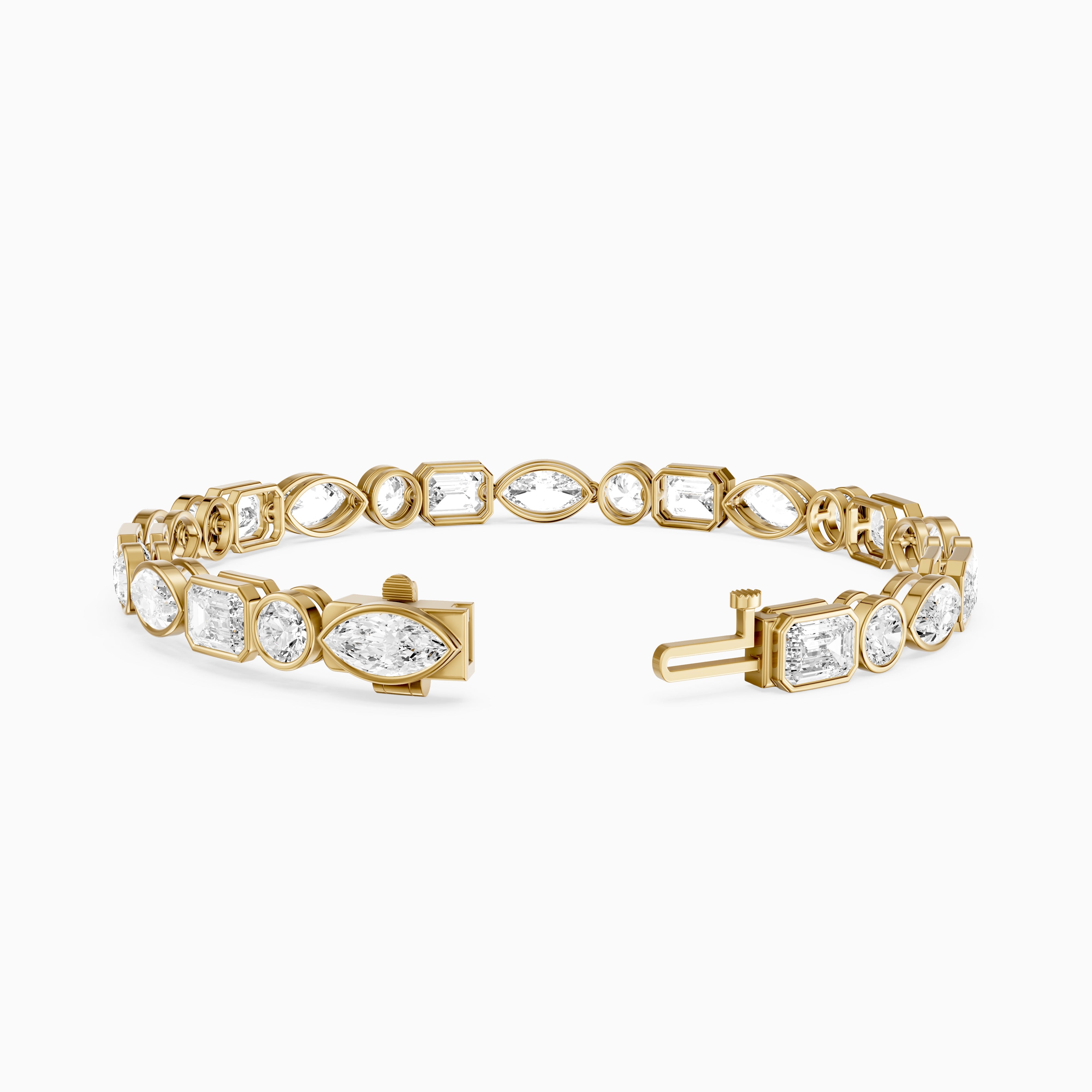 Wrenley Marquise, Round and Emerald Cut Lab Grown Diamond Bezel Tennis Bracelet