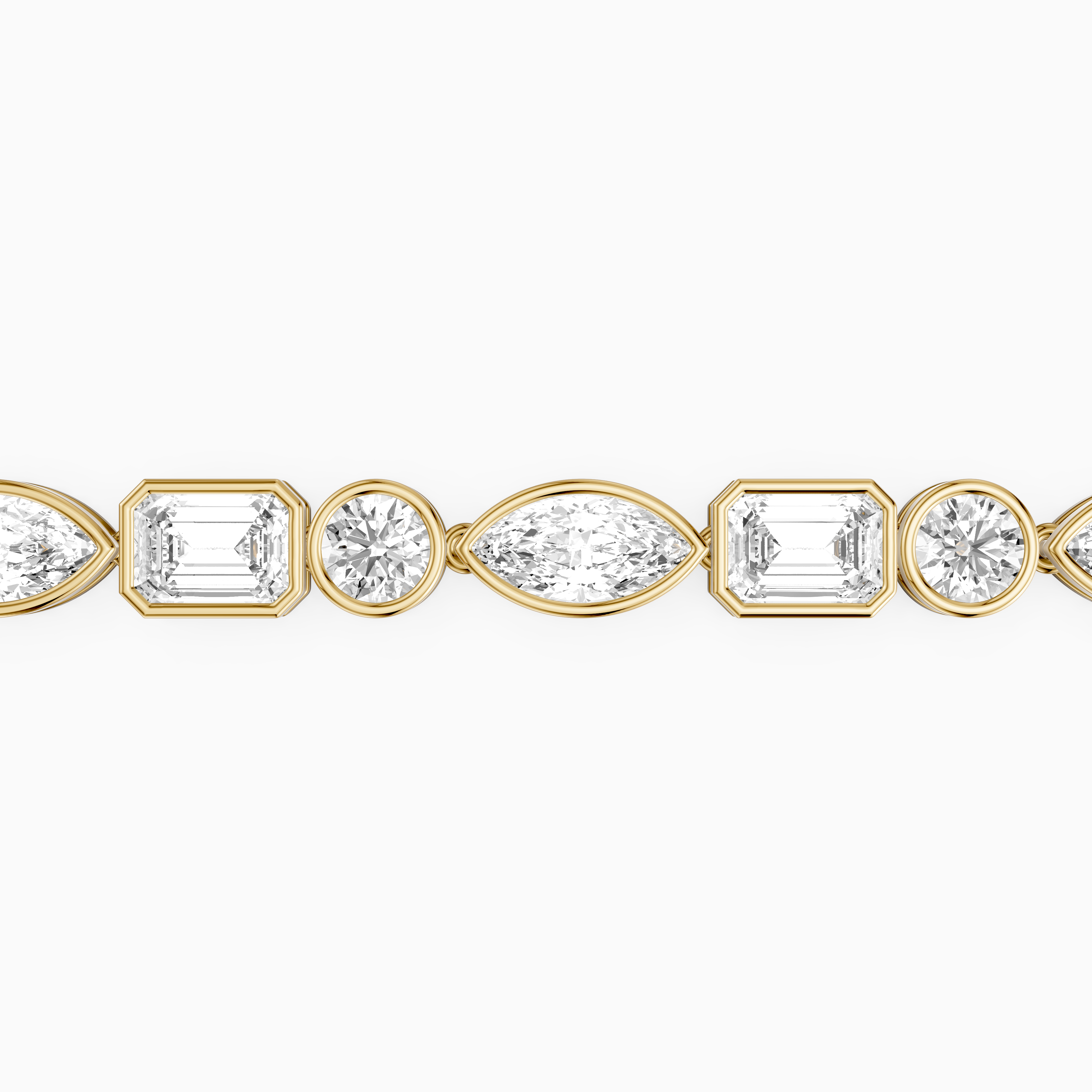 Wrenley Marquise, Round and Emerald Cut Lab Grown Diamond Bezel Tennis Bracelet