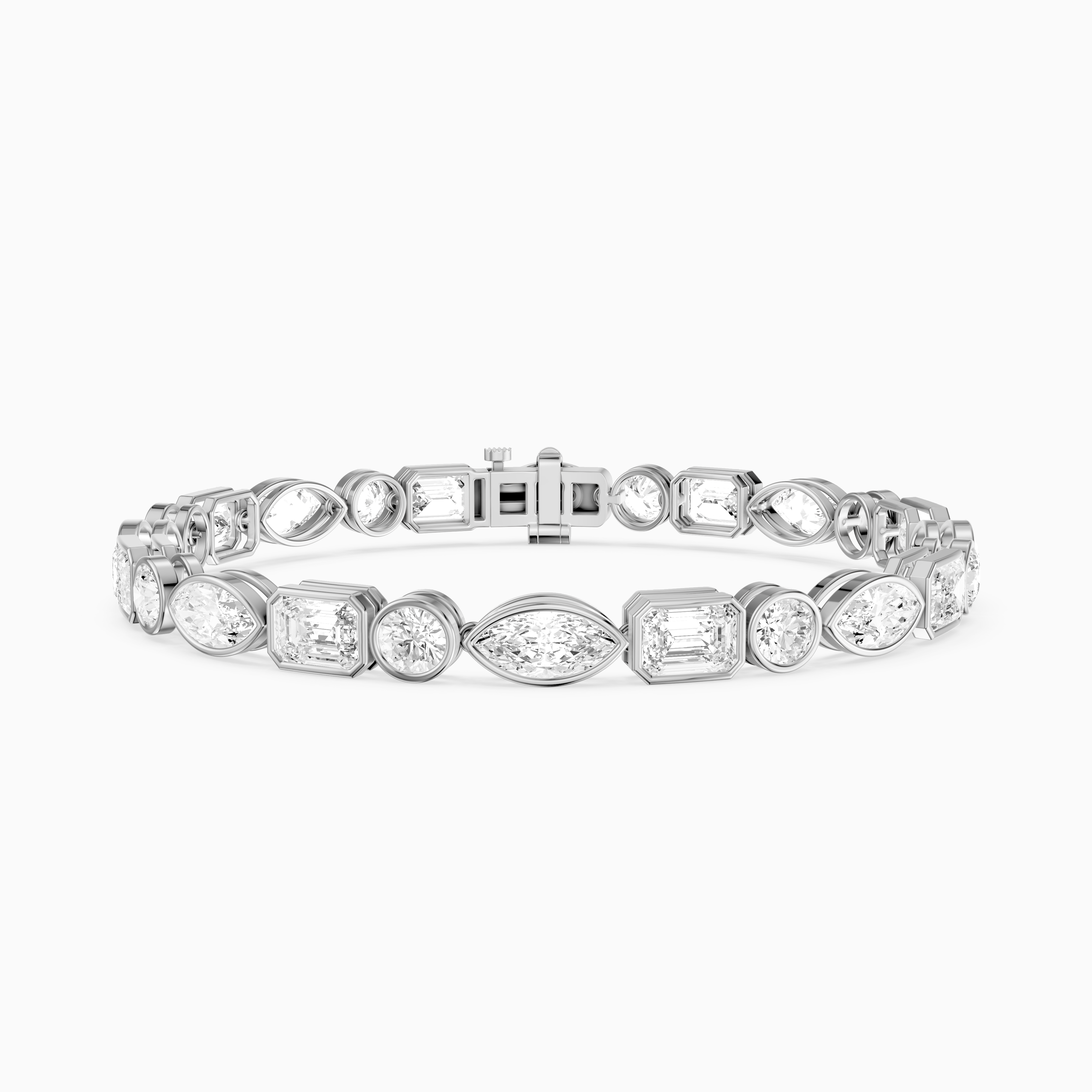 Wrenley Marquise, Round and Emerald Cut Lab Grown Diamond Bezel Tennis Bracelet