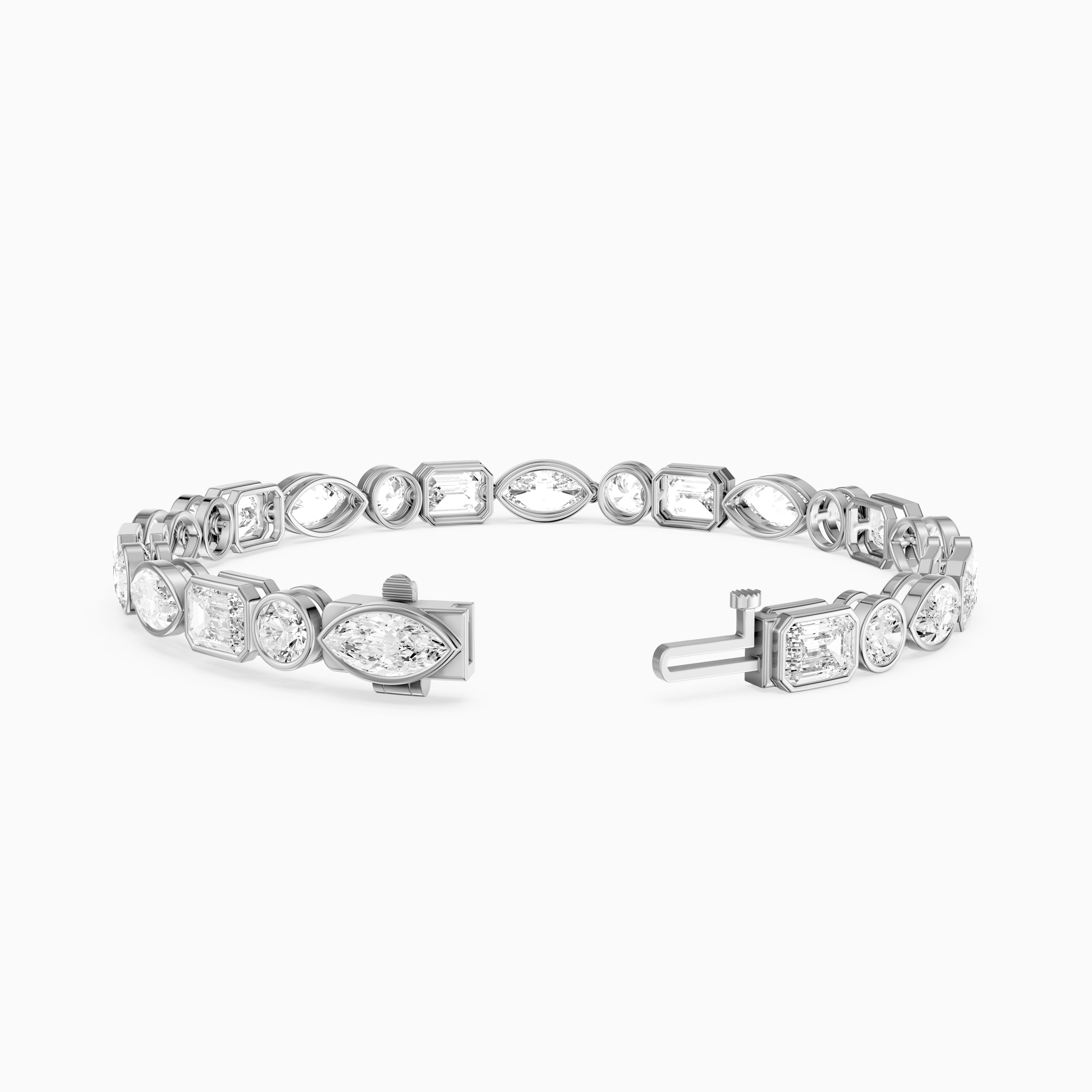 Wrenley Marquise, Round and Emerald Cut Lab Grown Diamond Bezel Tennis Bracelet