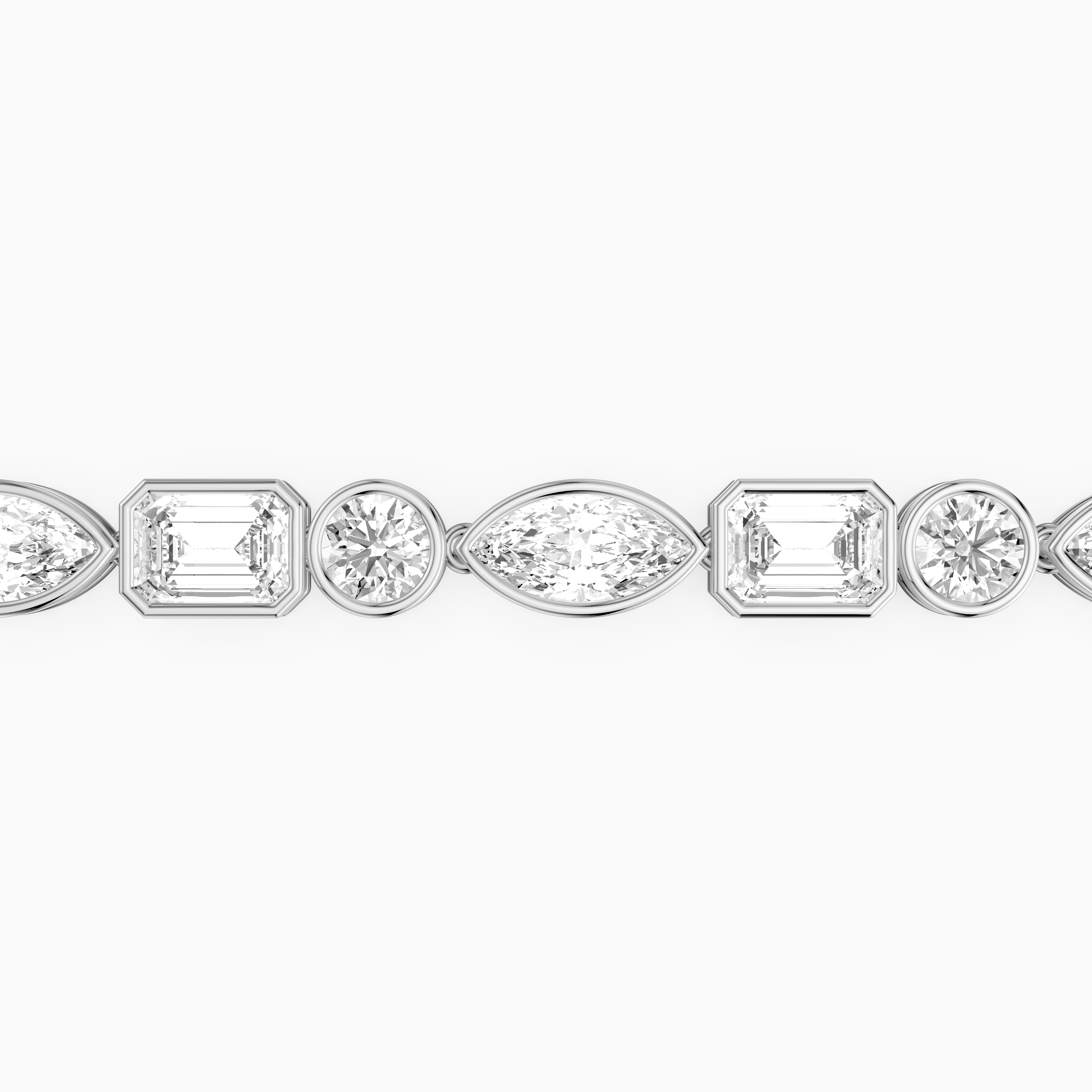 Wrenley Marquise, Round and Emerald Cut Lab Grown Diamond Bezel Tennis Bracelet
