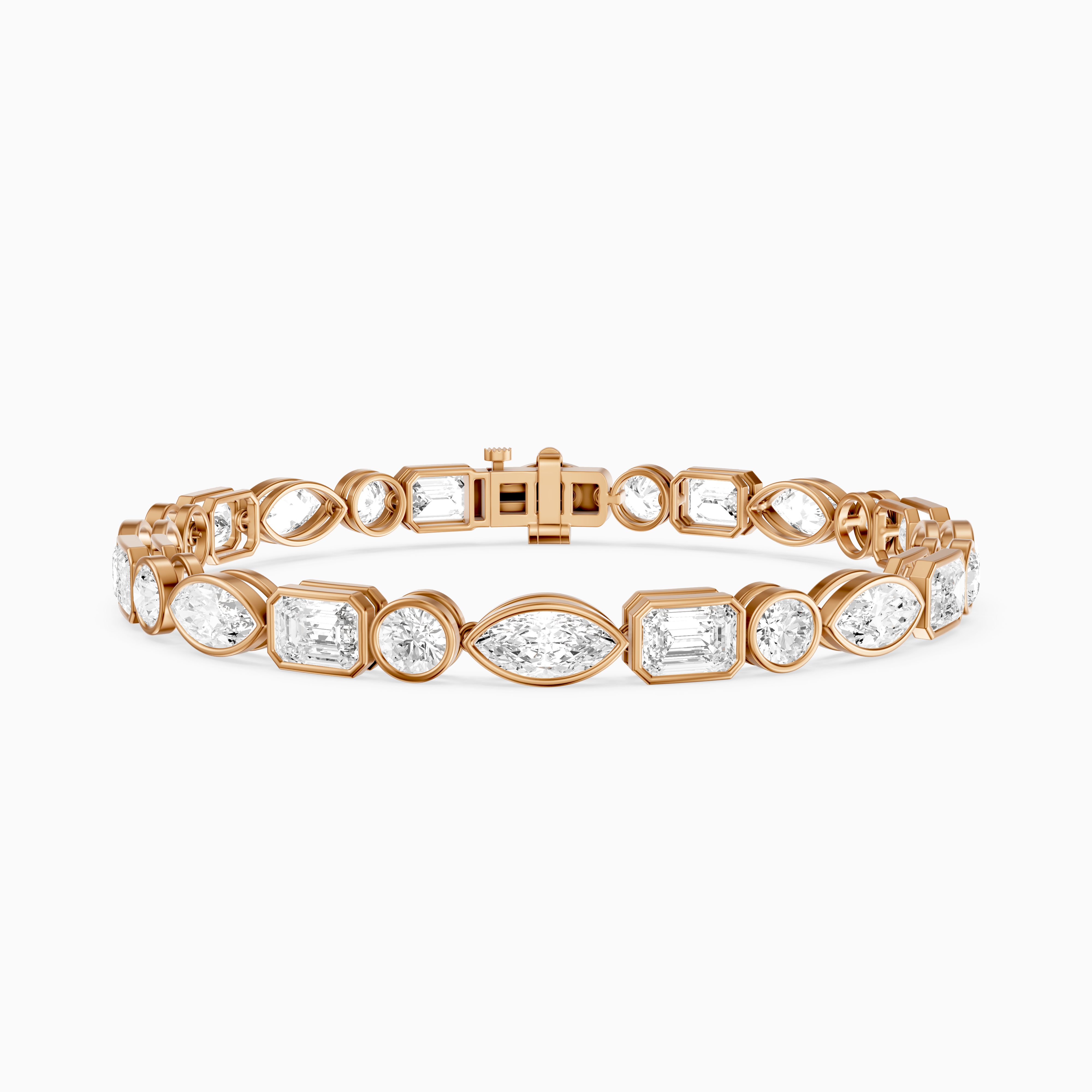 Wrenley Marquise, Round and Emerald Cut Lab Grown Diamond Bezel Tennis Bracelet