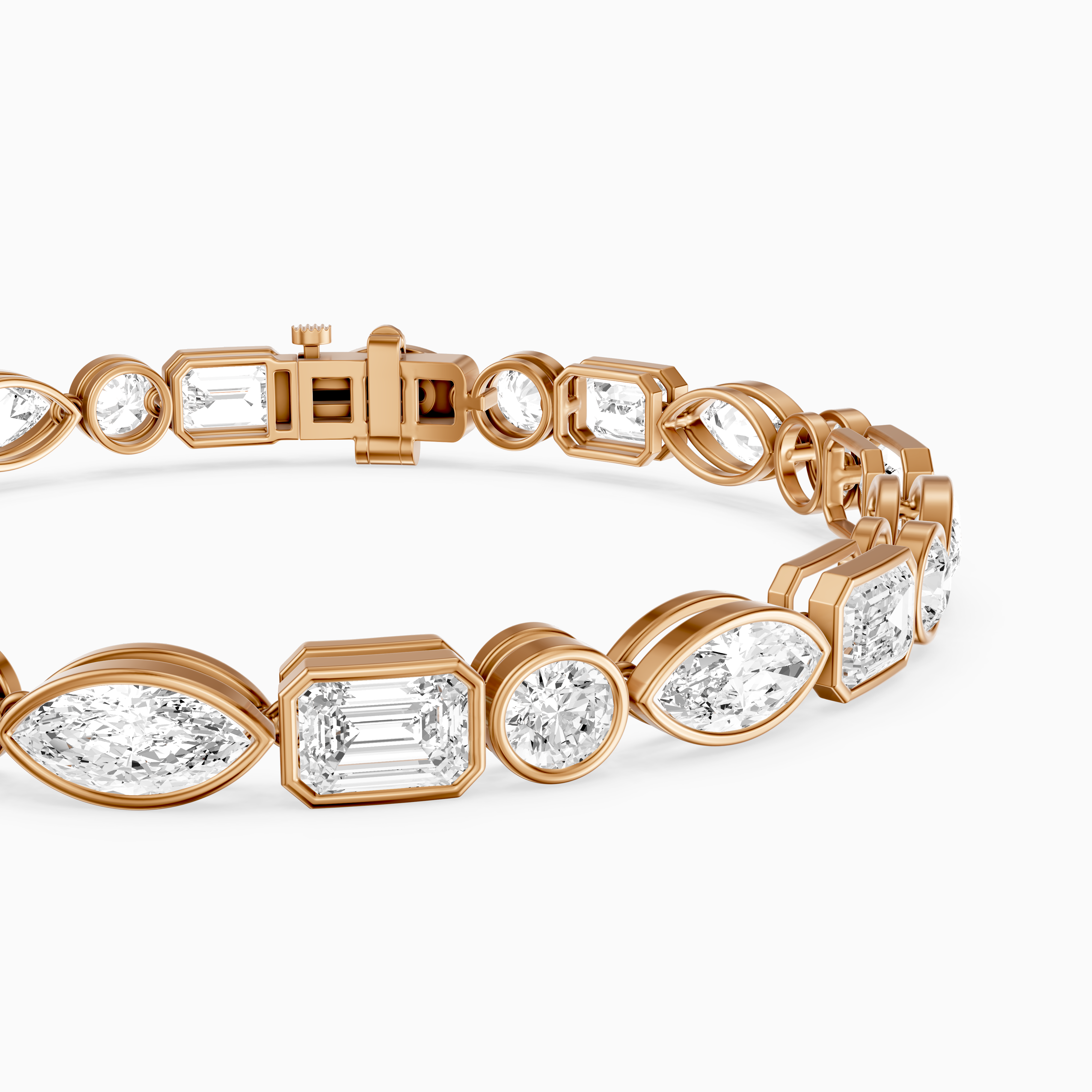 Wrenley Marquise, Round and Emerald Cut Lab Grown Diamond Bezel Tennis Bracelet