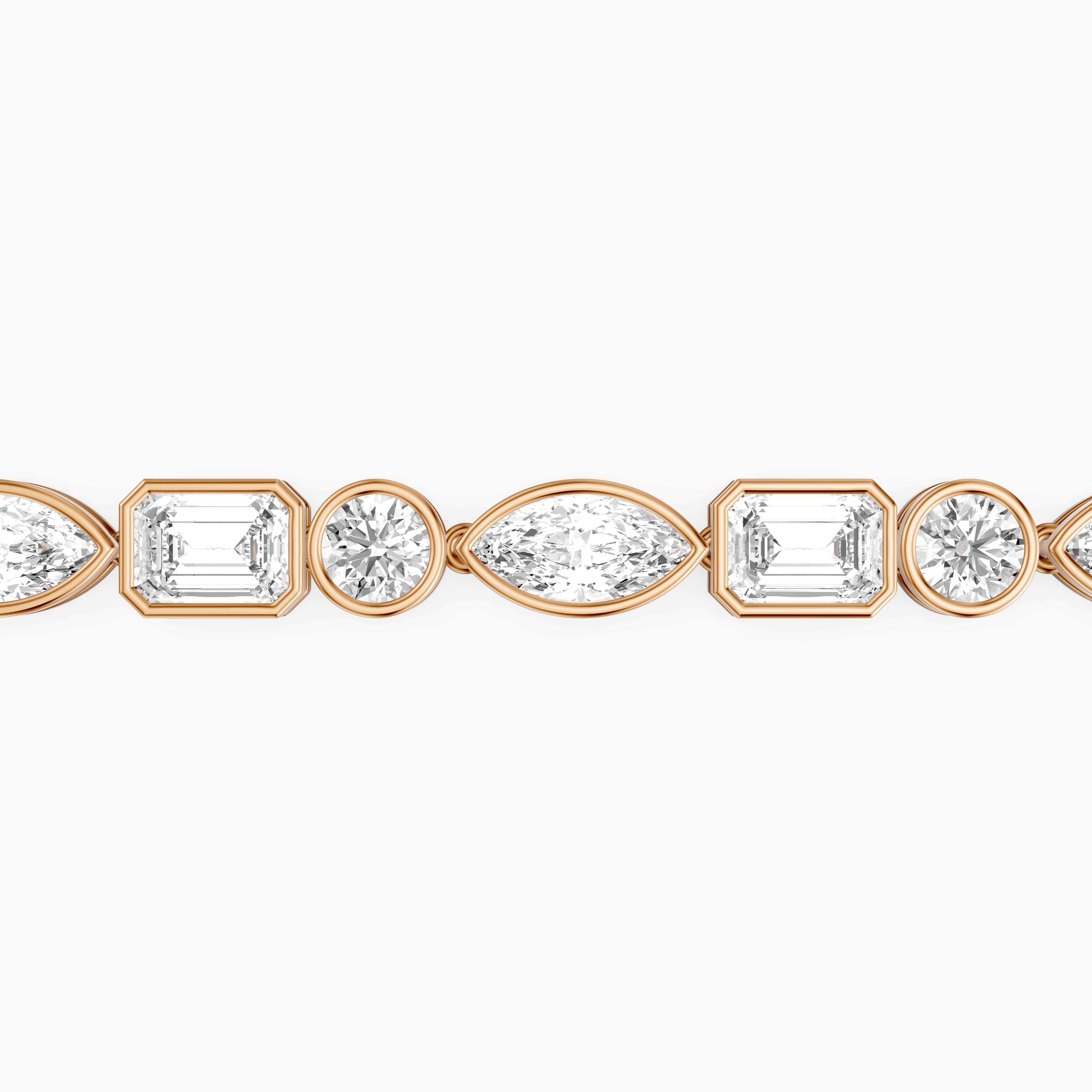 Wrenley Marquise, Round and Emerald Cut Lab Grown Diamond Bezel Tennis Bracelet