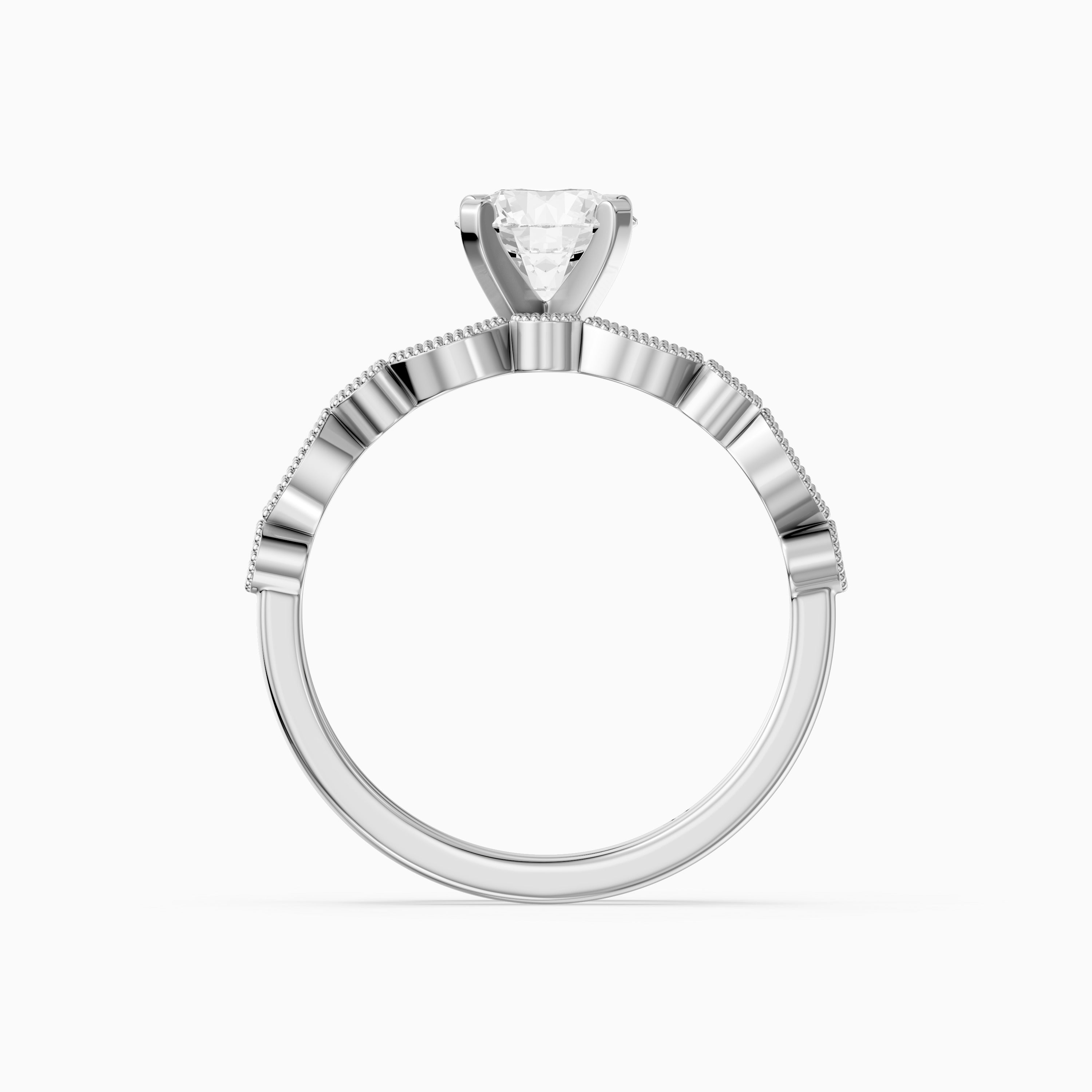Elisa Round Lab Grown Diamond Vintage Milgrain Bridal Set