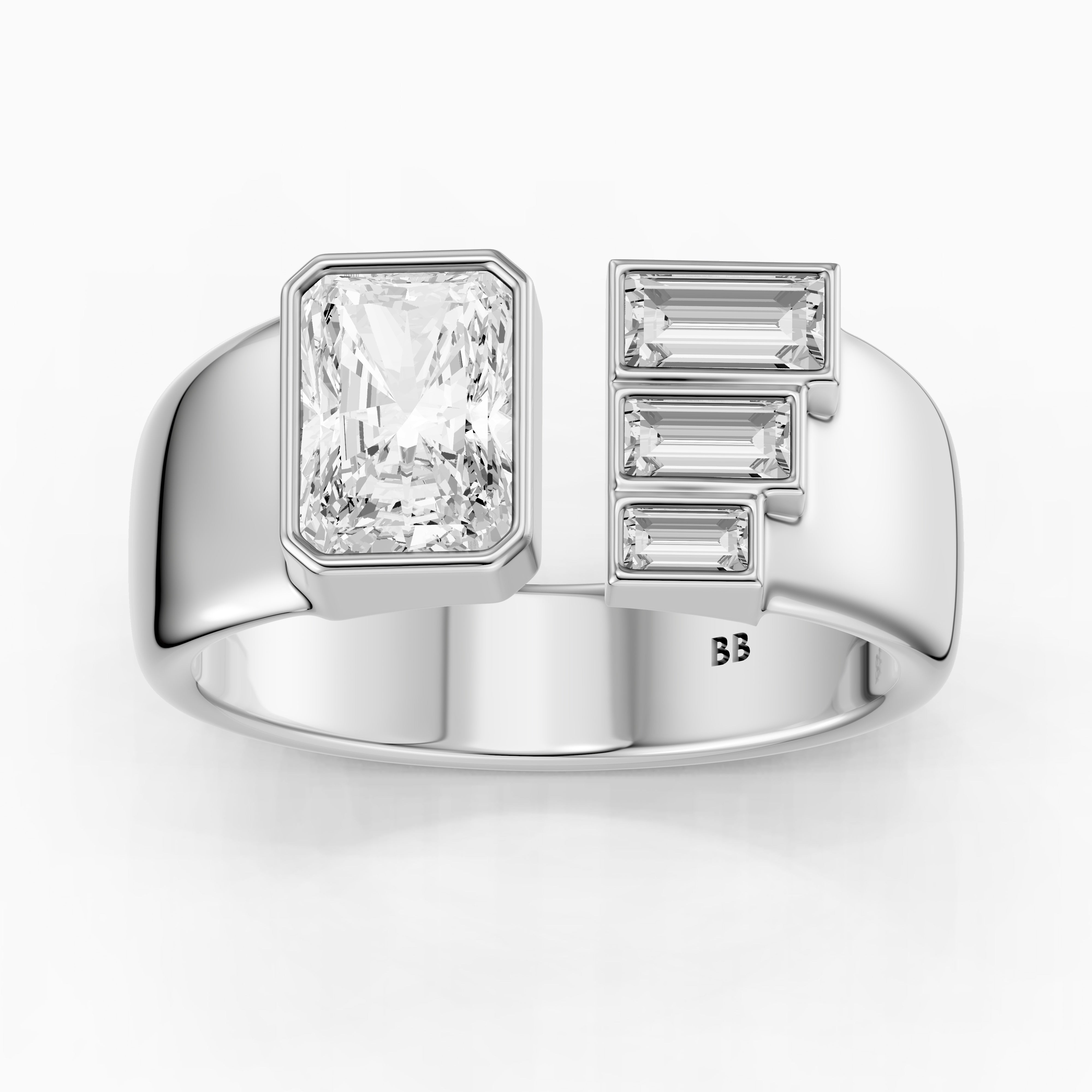 Giulia Radiant Cut Lab Diamond Graduated Baguette Cigar Band