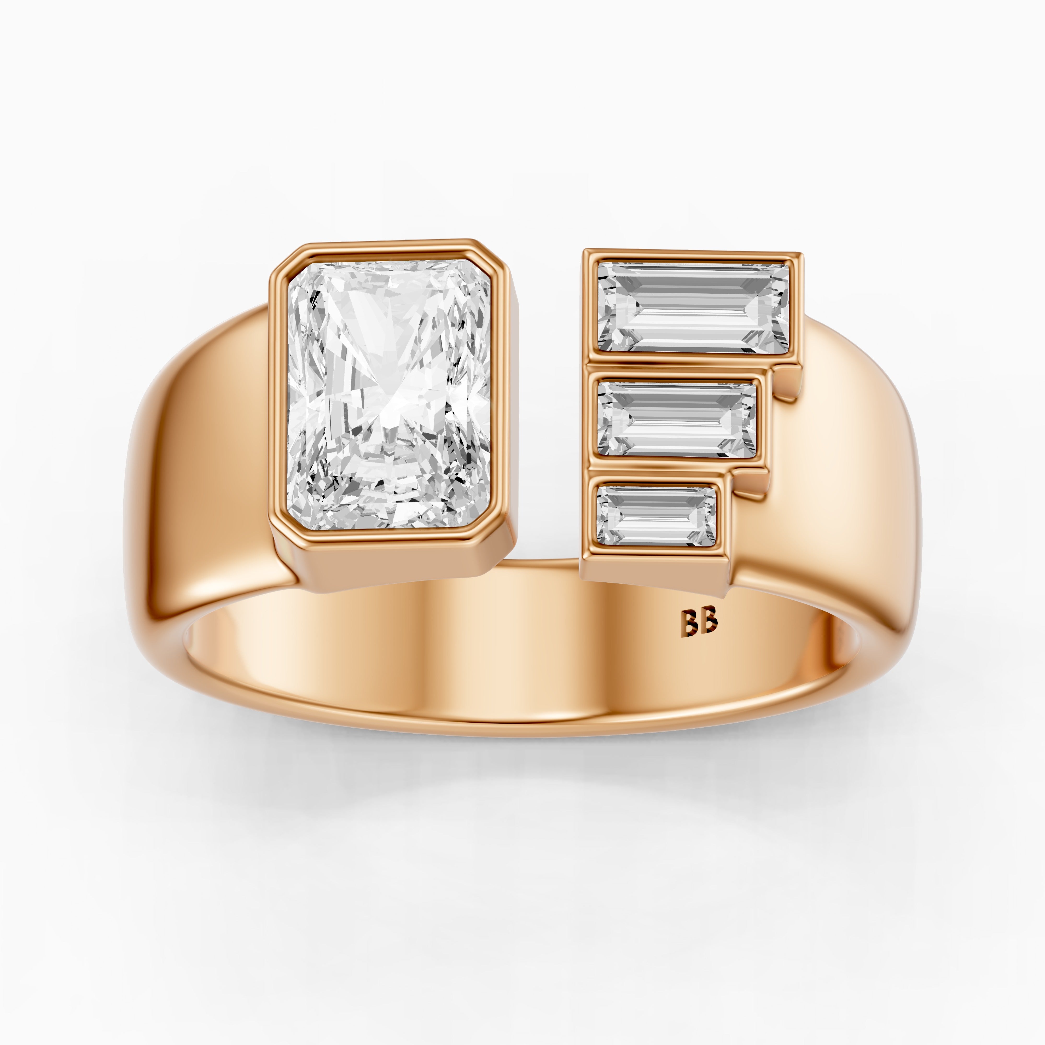 Giulia Radiant Cut Lab Diamond Graduated Baguette Cigar Band
