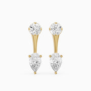 Lieke Round and Pear Cut Lab Grown Diamond Open Bar Stud Earrings