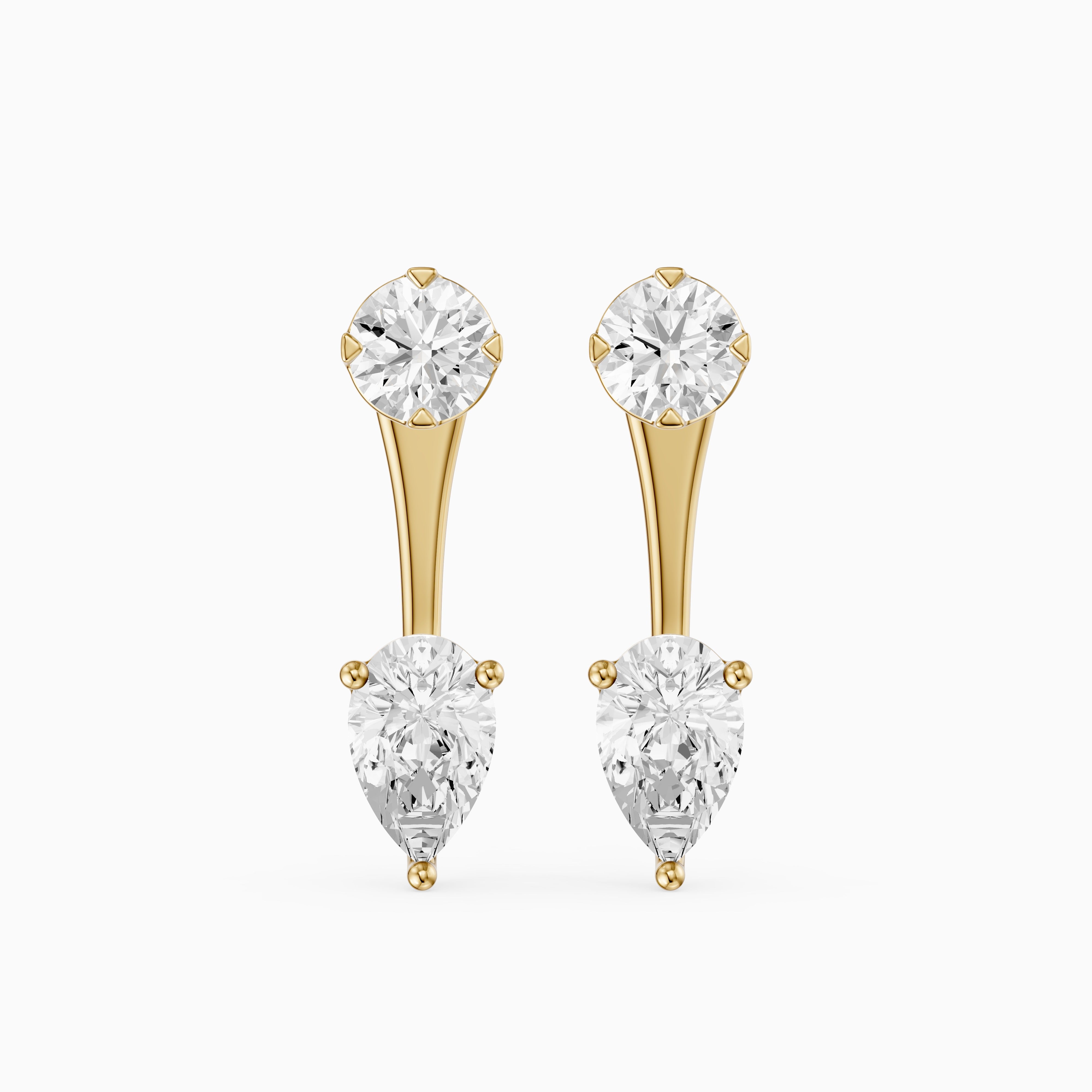 Lieke Round and Pear Cut Lab Grown Diamond Open Bar Stud Earrings