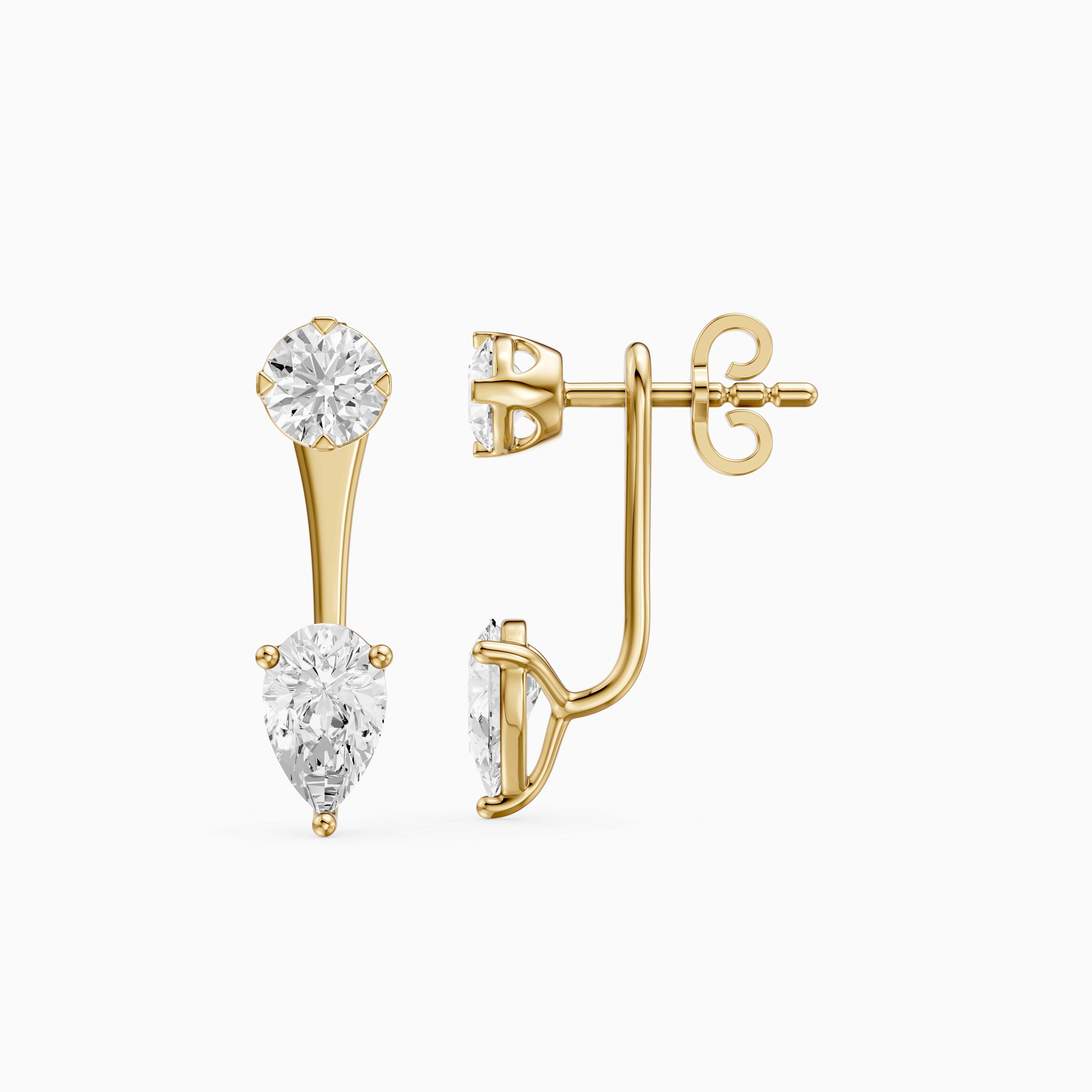 Lieke Round and Pear Cut Lab Grown Diamond Open Bar Stud Earrings