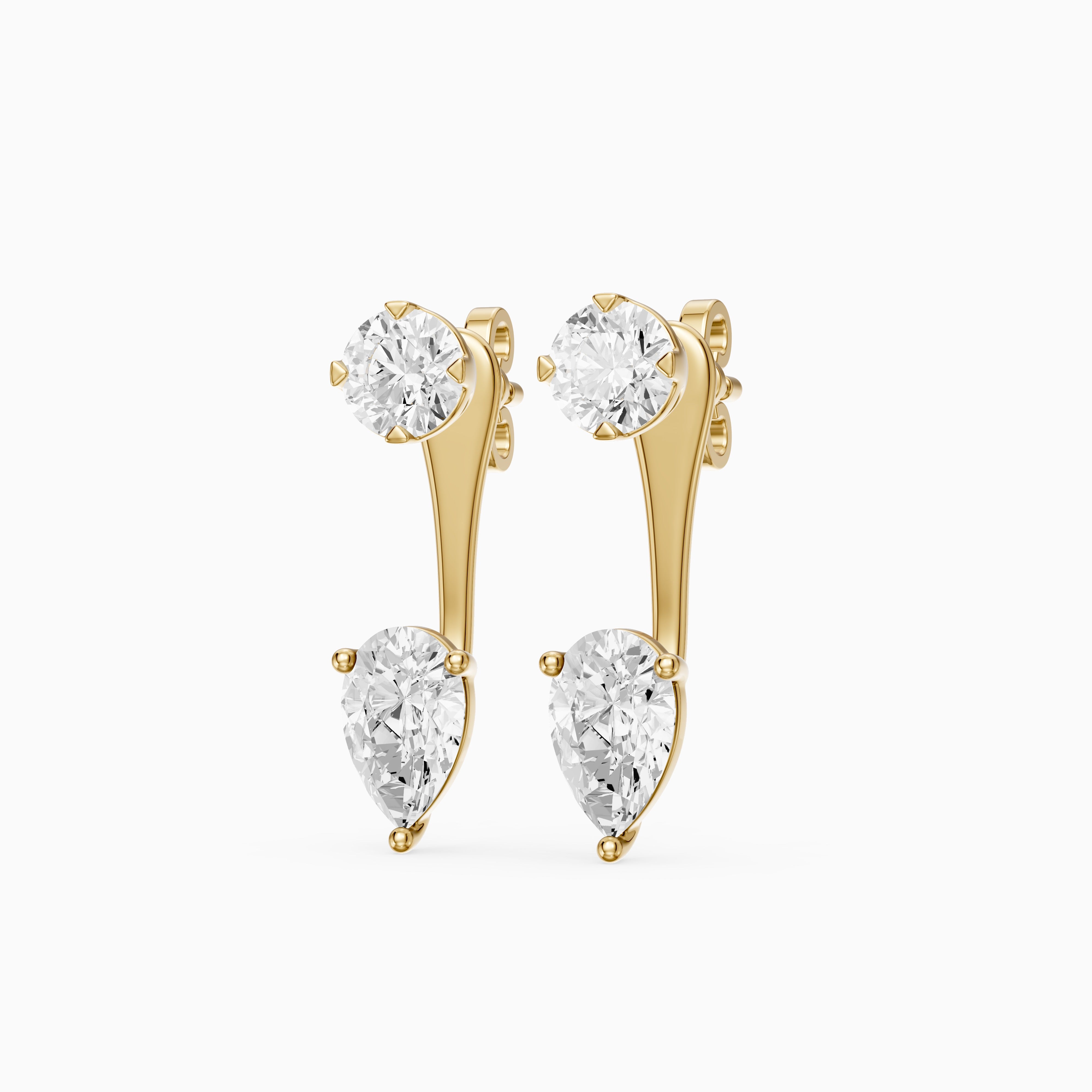 Lieke Round and Pear Cut Lab Grown Diamond Open Bar Stud Earrings