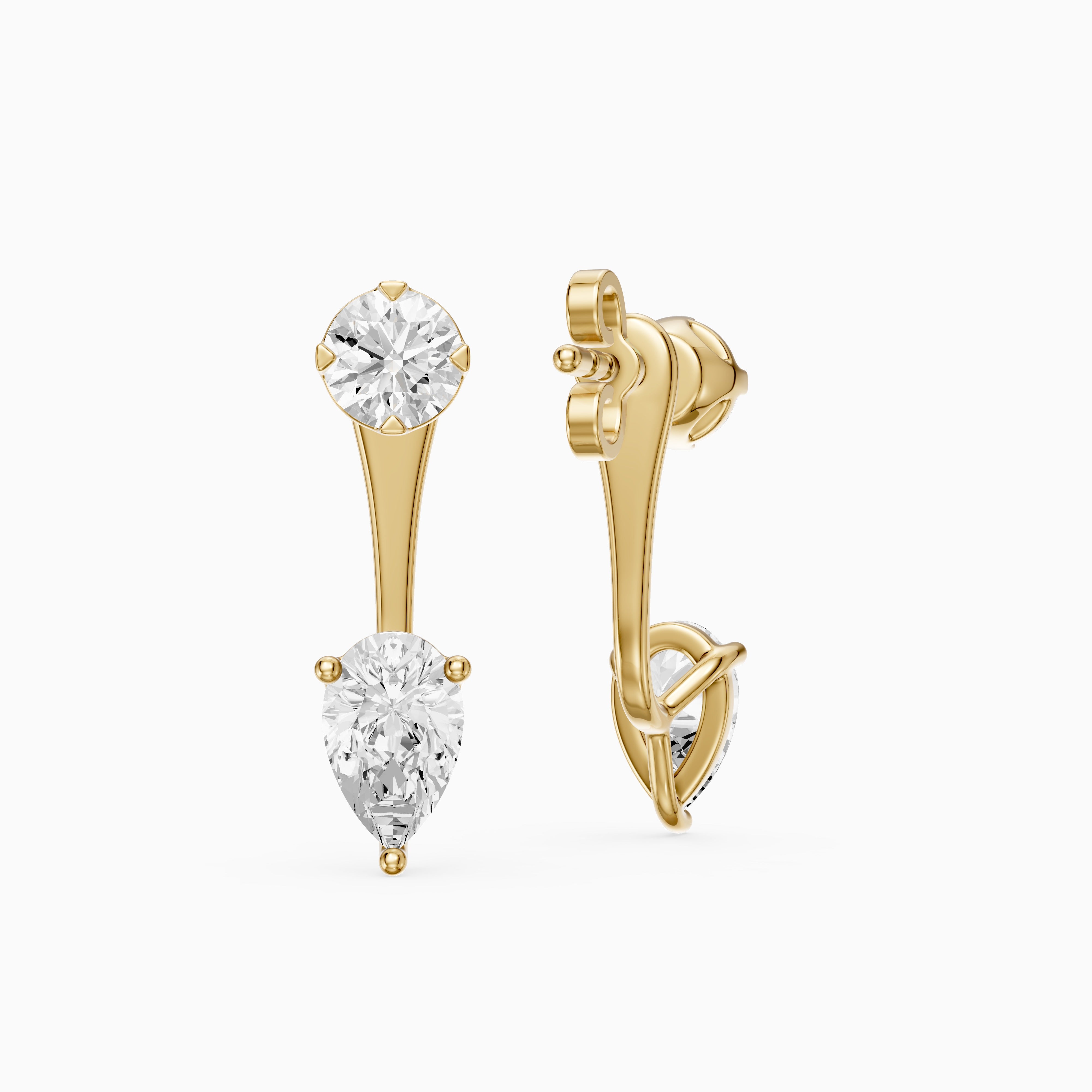 Lieke Round and Pear Cut Lab Grown Diamond Open Bar Stud Earrings