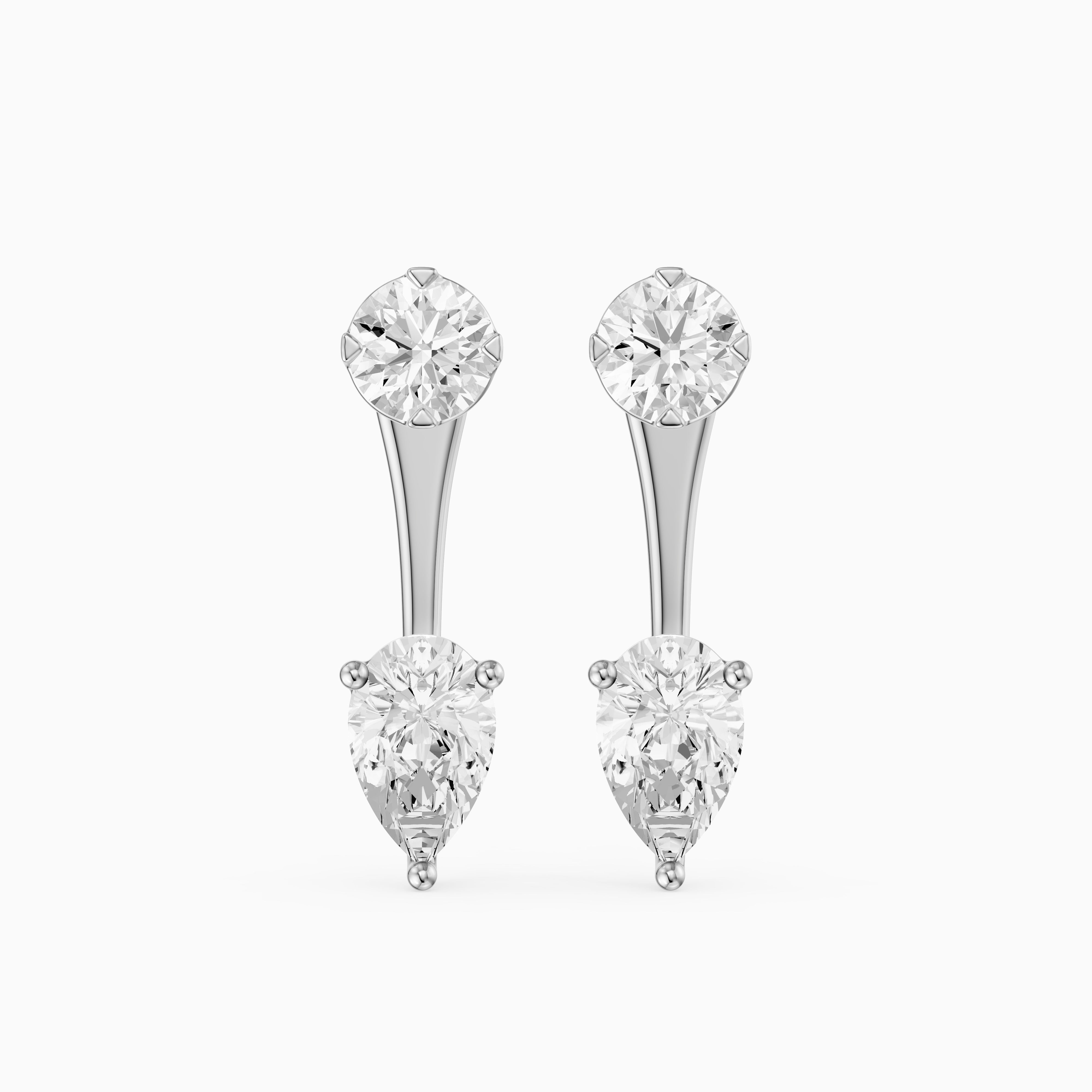 Lieke Round and Pear Cut Lab Grown Diamond Open Bar Stud Earrings