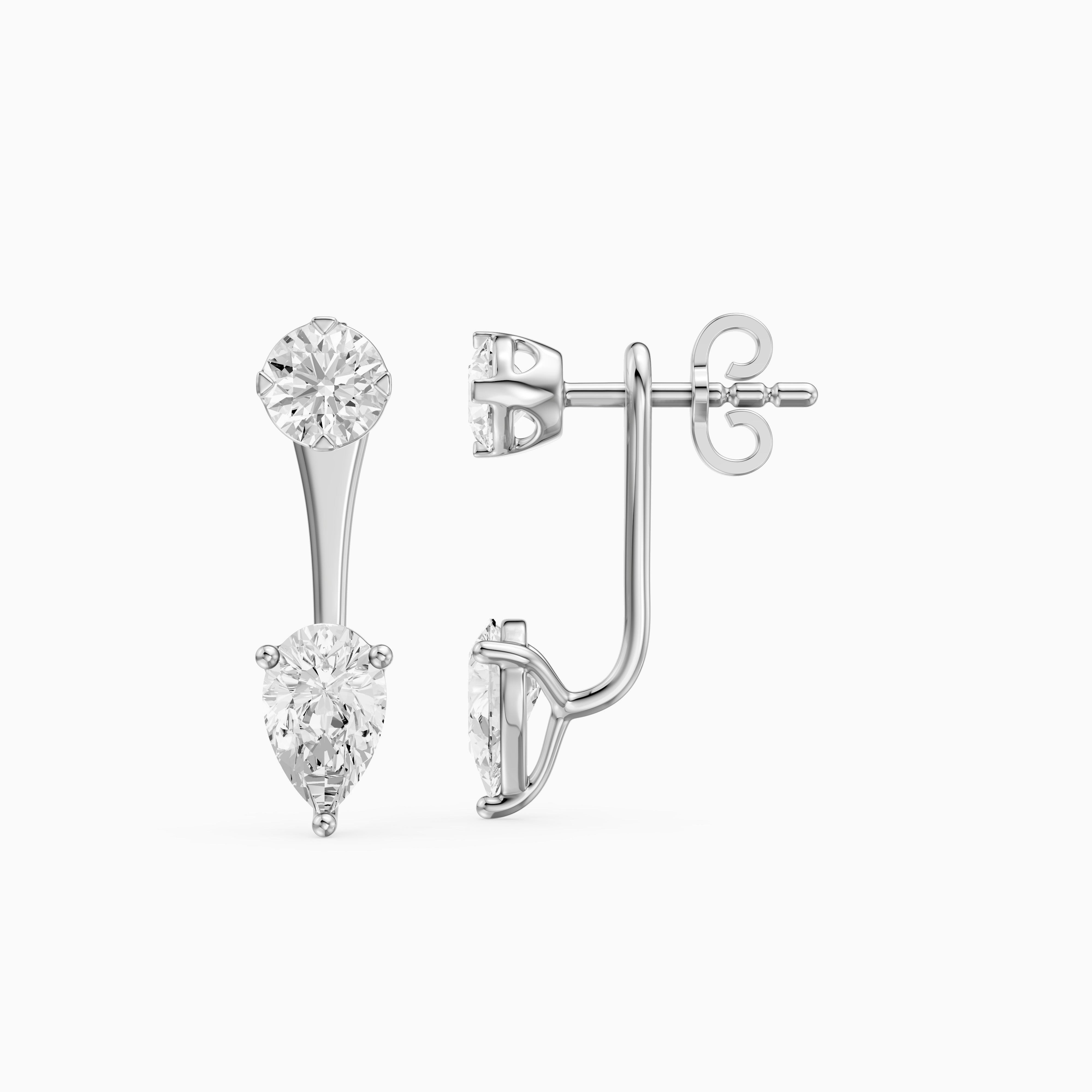 Lieke Round and Pear Cut Lab Grown Diamond Open Bar Stud Earrings