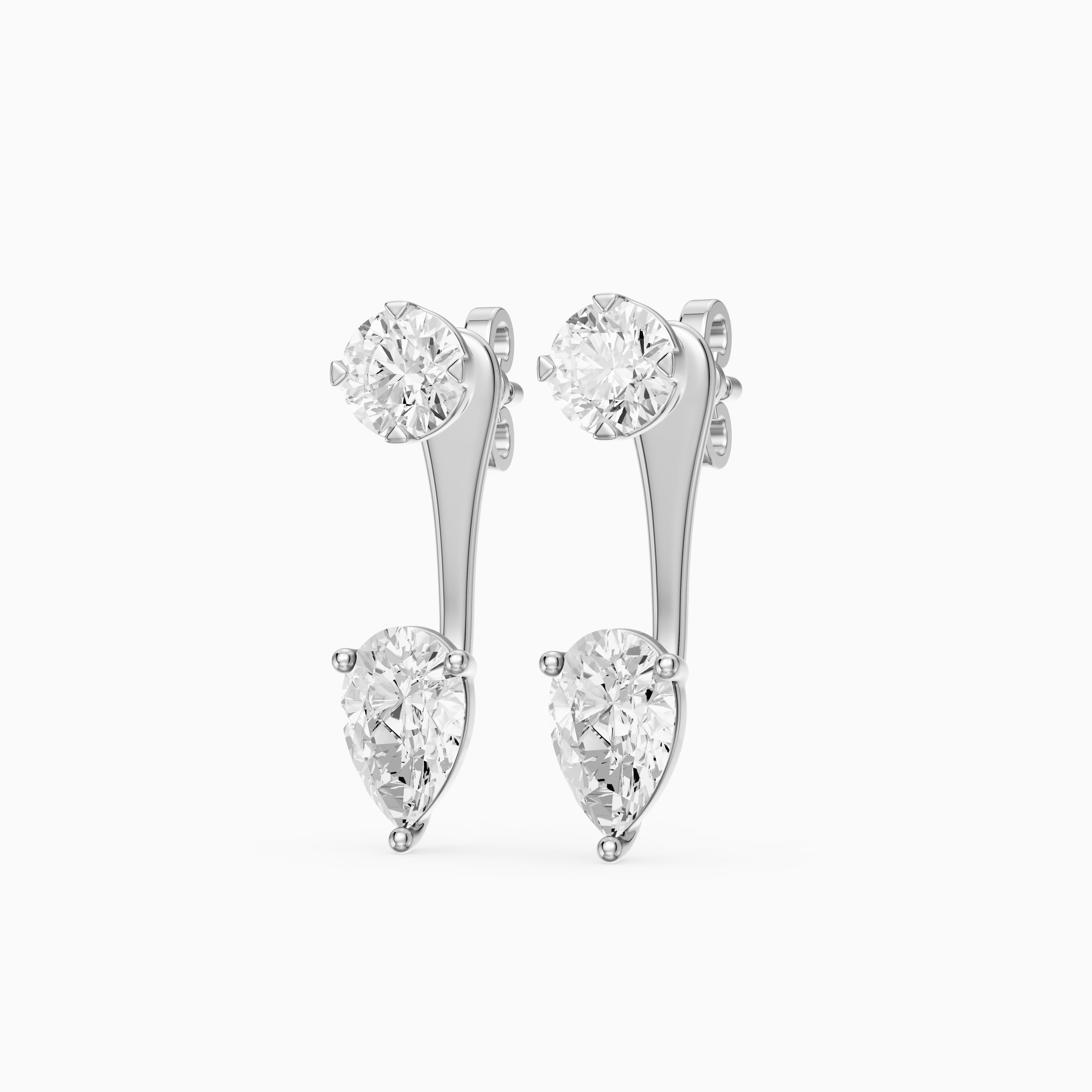 Lieke Round and Pear Cut Lab Grown Diamond Open Bar Stud Earrings