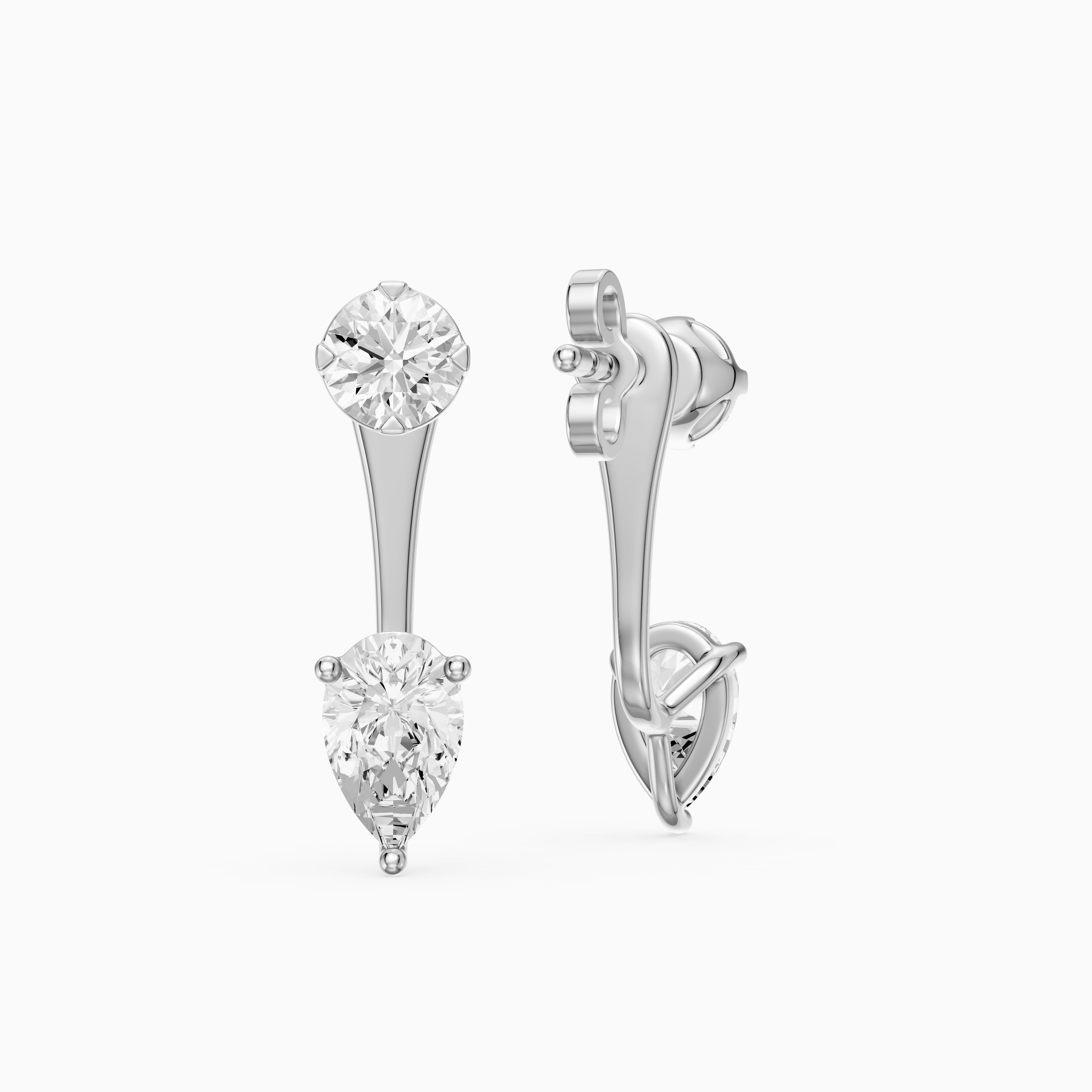 Lieke Round and Pear Cut Lab Grown Diamond Open Bar Stud Earrings