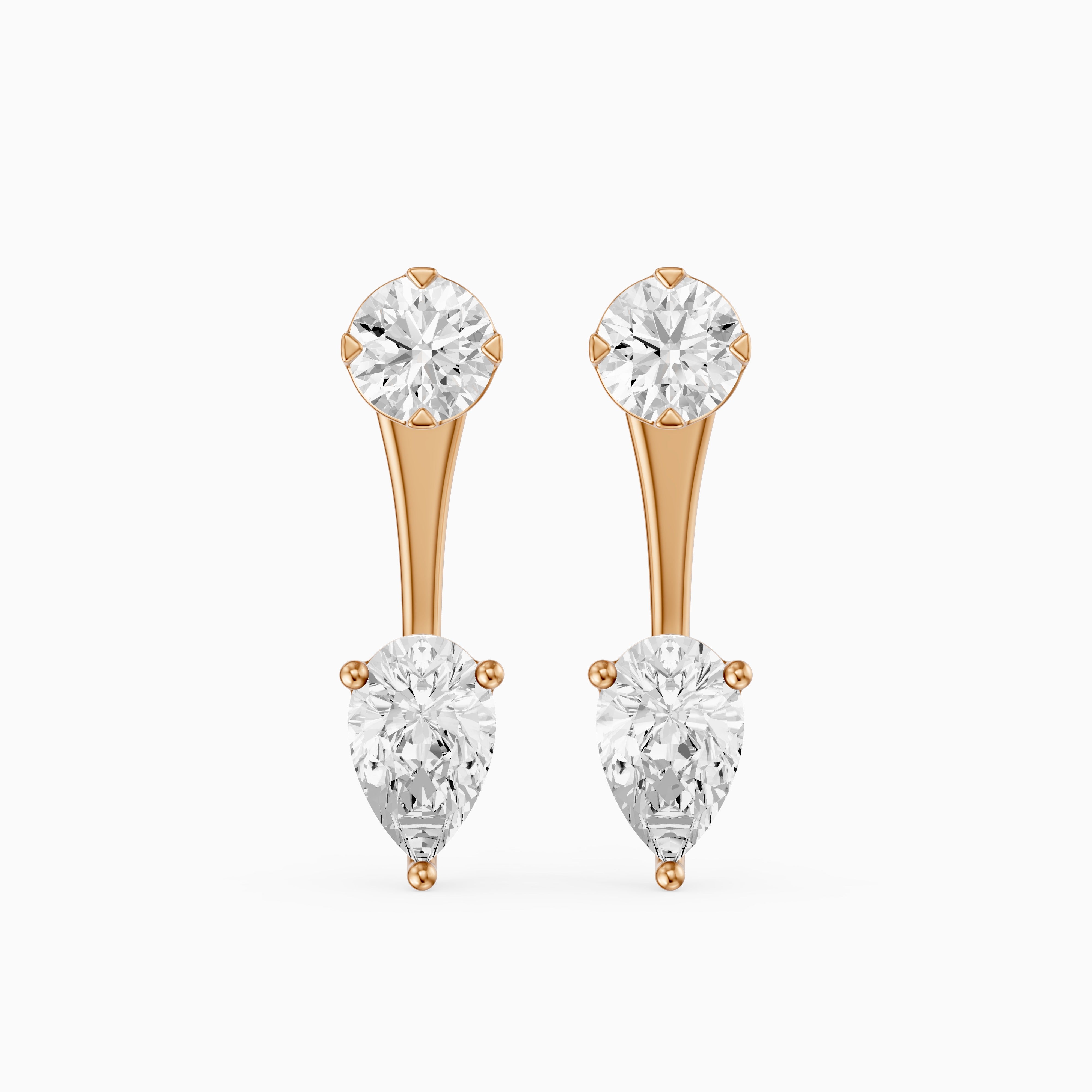 Lieke Round and Pear Cut Lab Grown Diamond Open Bar Stud Earrings