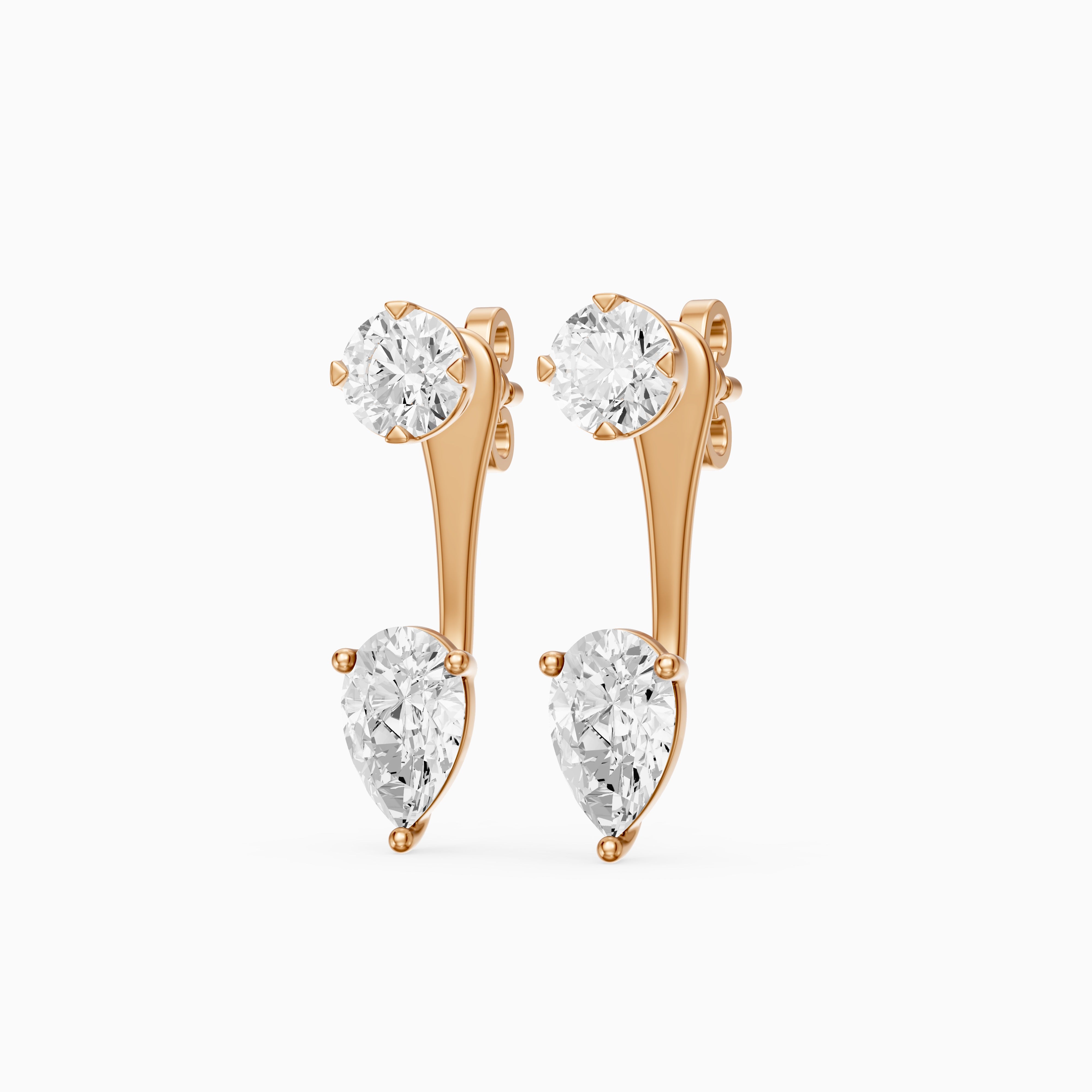 Lieke Round and Pear Cut Lab Grown Diamond Open Bar Stud Earrings