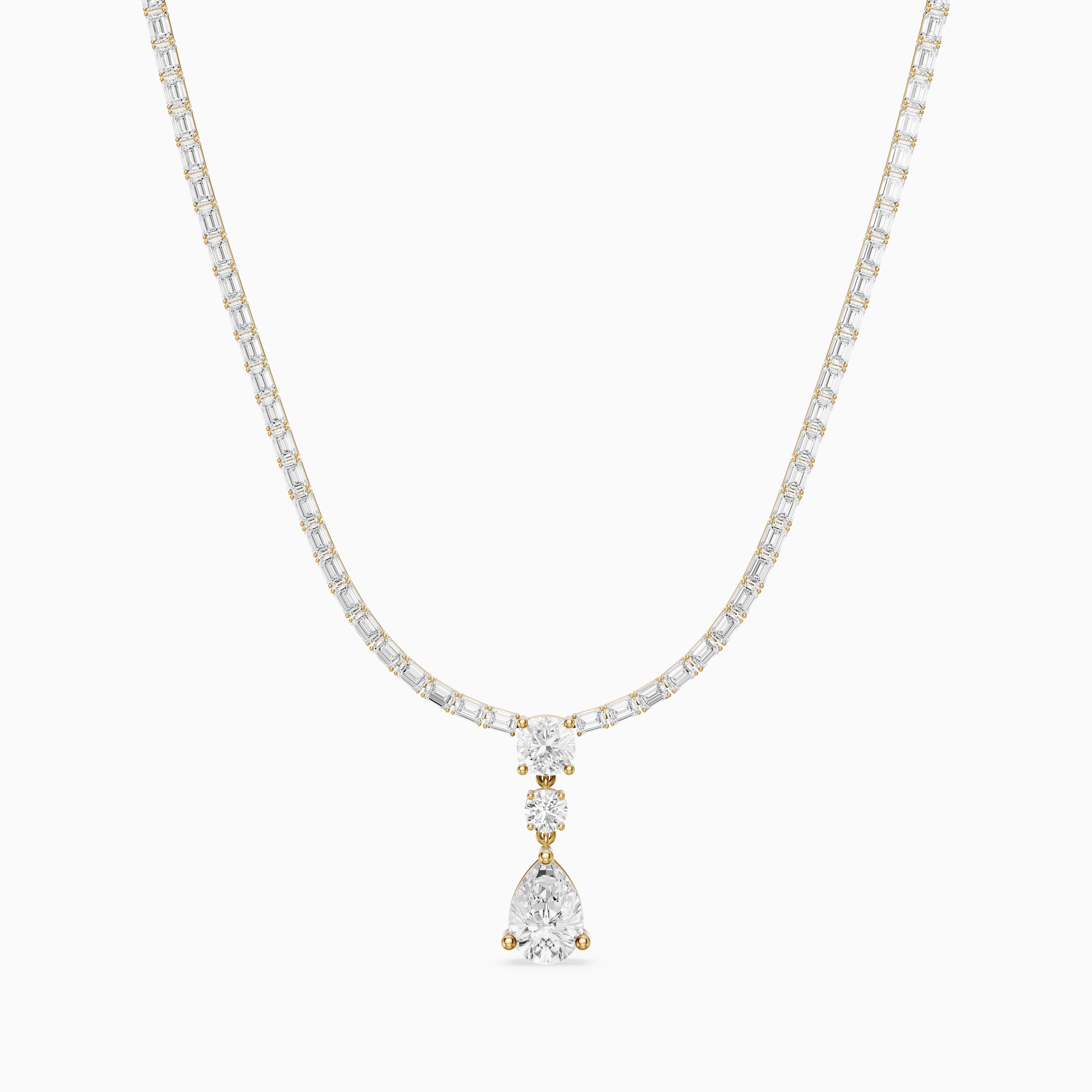 Vivian Baguette Cut Lab Grown Diamond Pear Drop Tennis Necklace