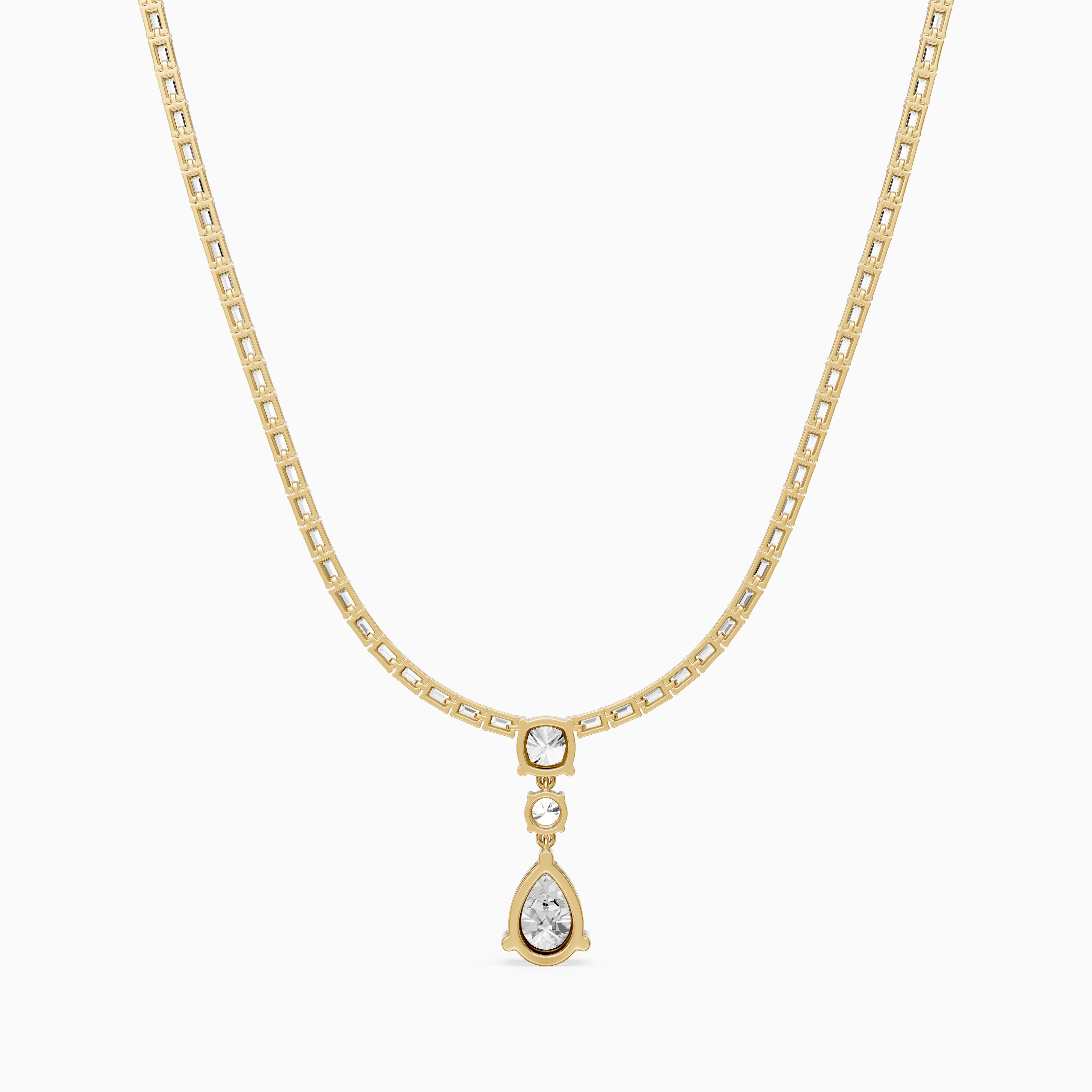 Vivian Baguette Cut Lab Grown Diamond Pear Drop Tennis Necklace