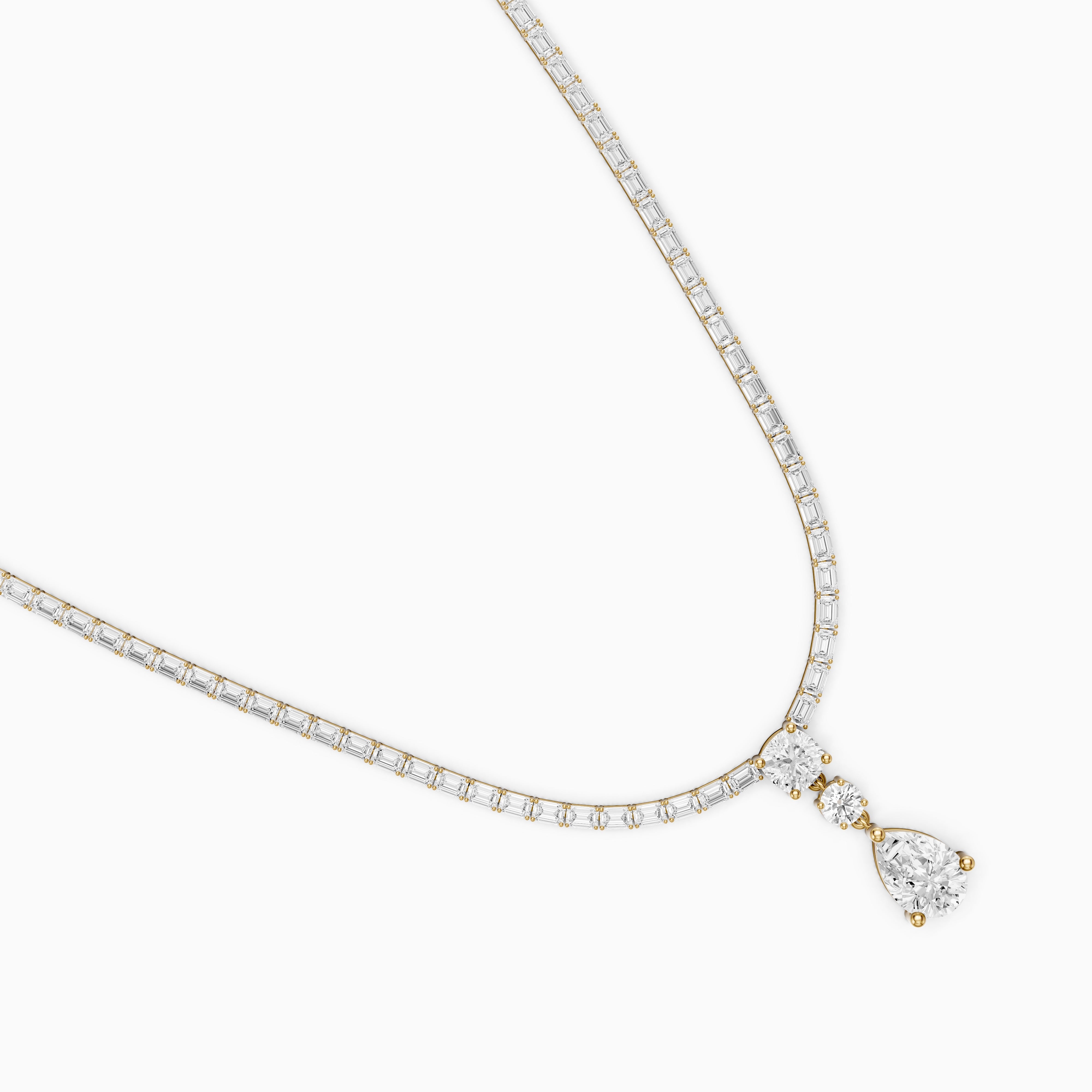 Vivian Baguette Cut Lab Grown Diamond Pear Drop Tennis Necklace