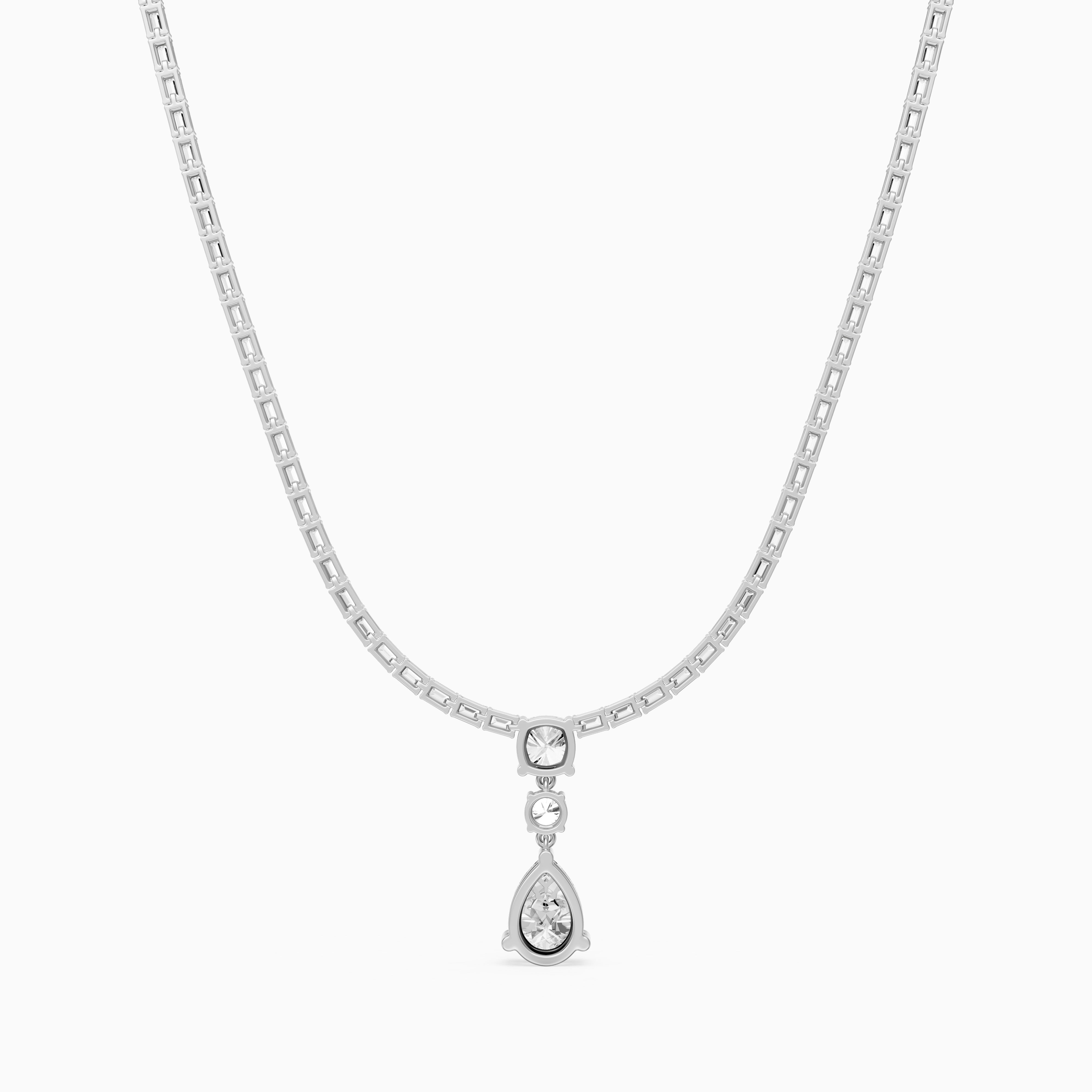 Vivian Baguette Cut Lab Grown Diamond Pear Drop Tennis Necklace
