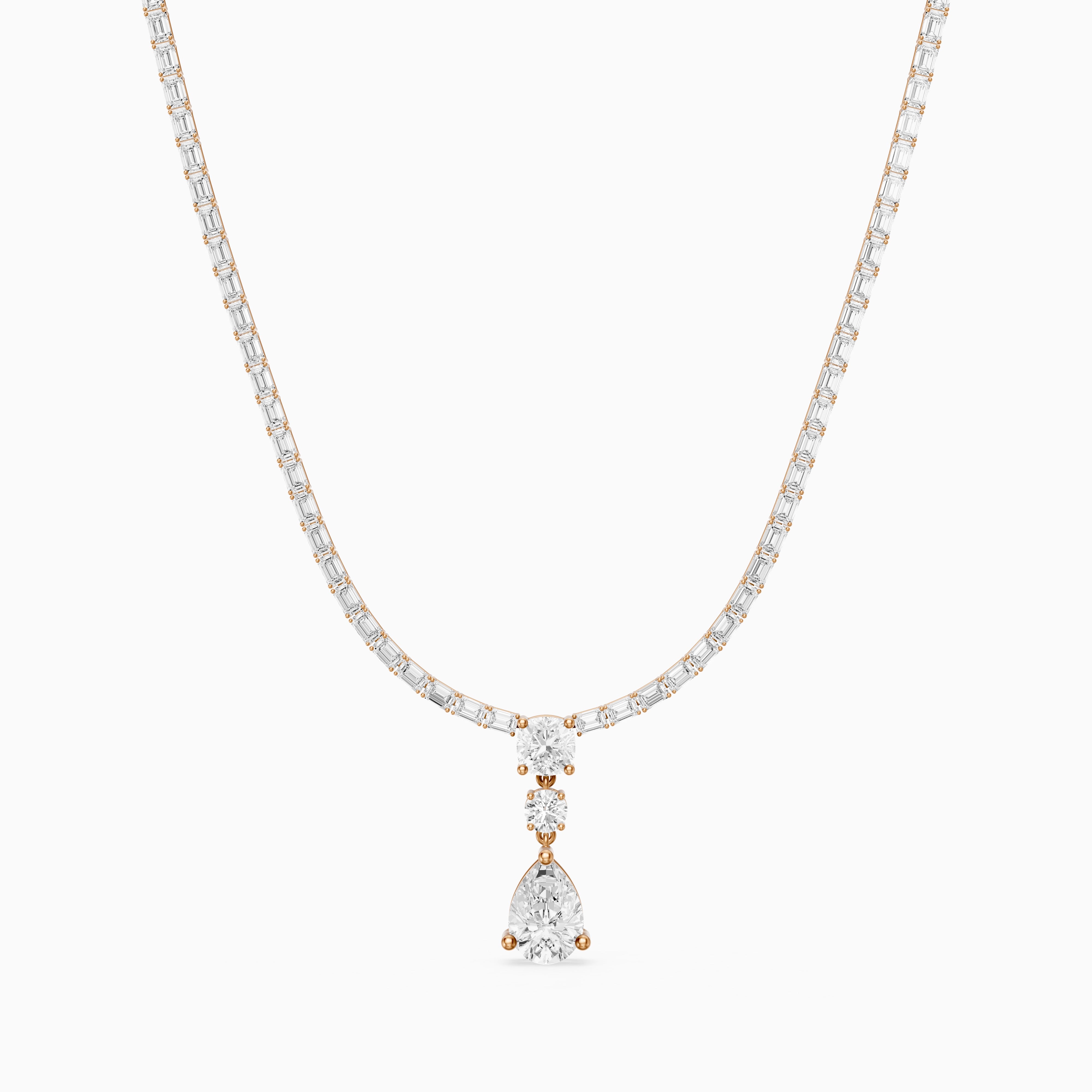 Vivian Baguette Cut Lab Grown Diamond Pear Drop Tennis Necklace