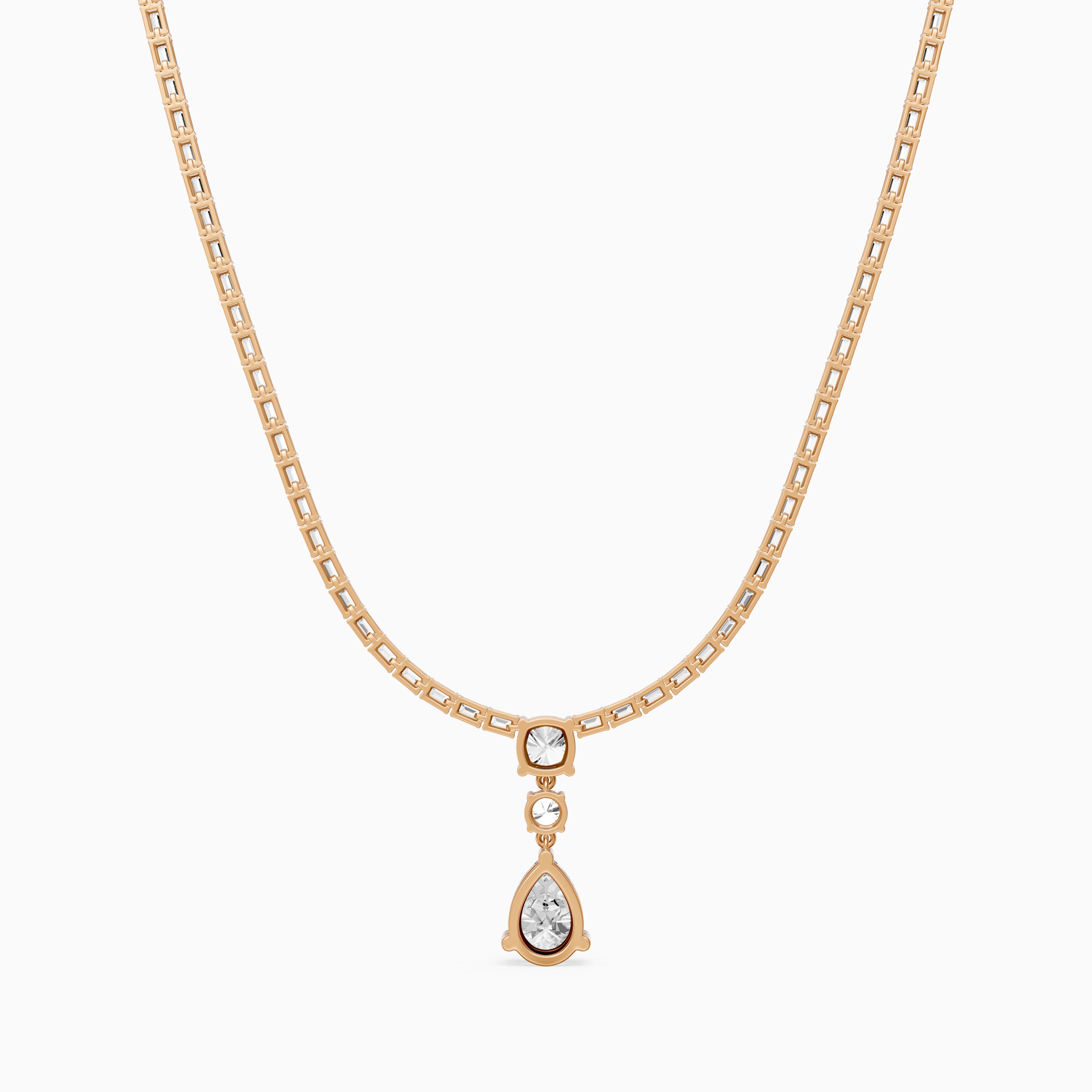 Vivian Baguette Cut Lab Grown Diamond Pear Drop Tennis Necklace