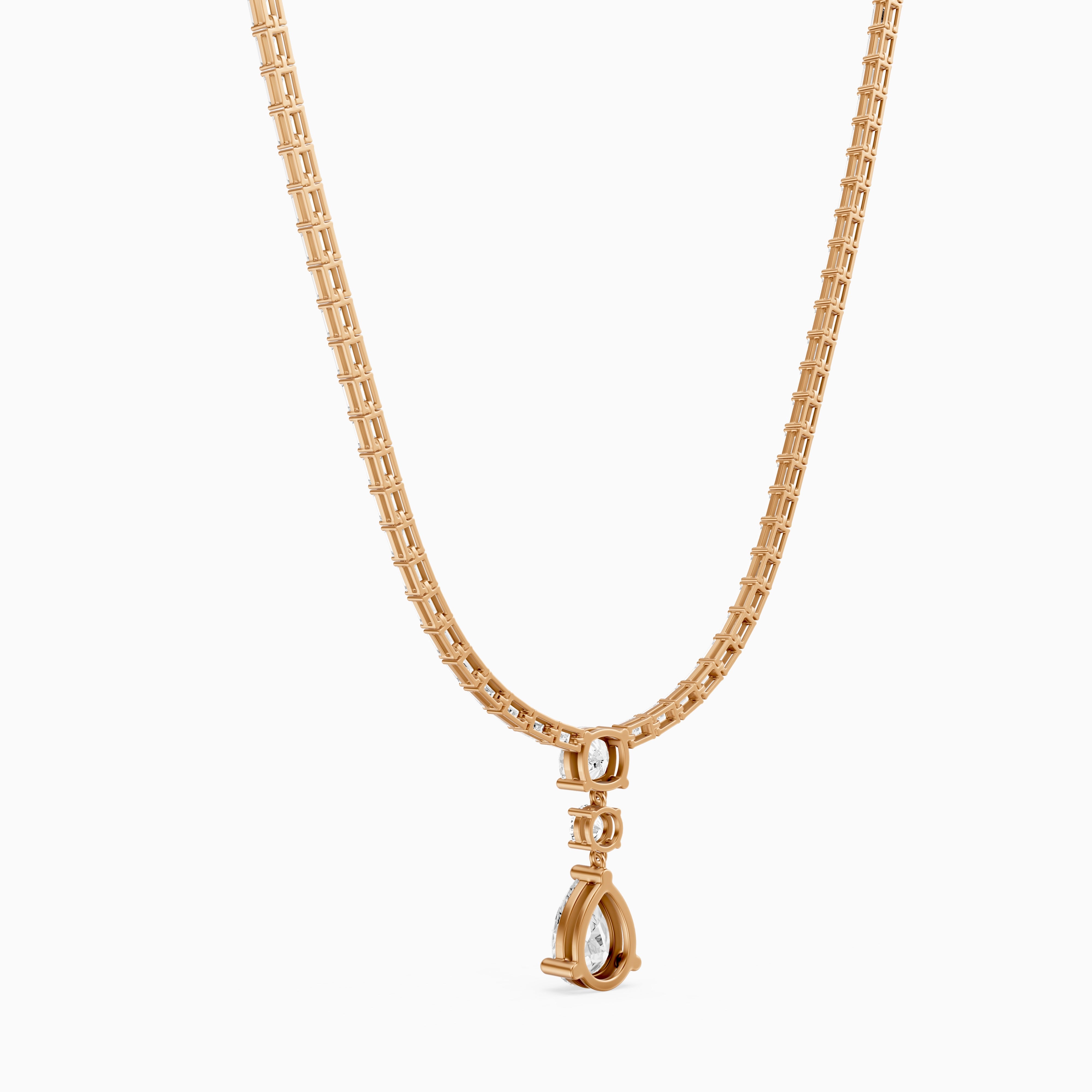Vivian Baguette Cut Lab Grown Diamond Pear Drop Tennis Necklace