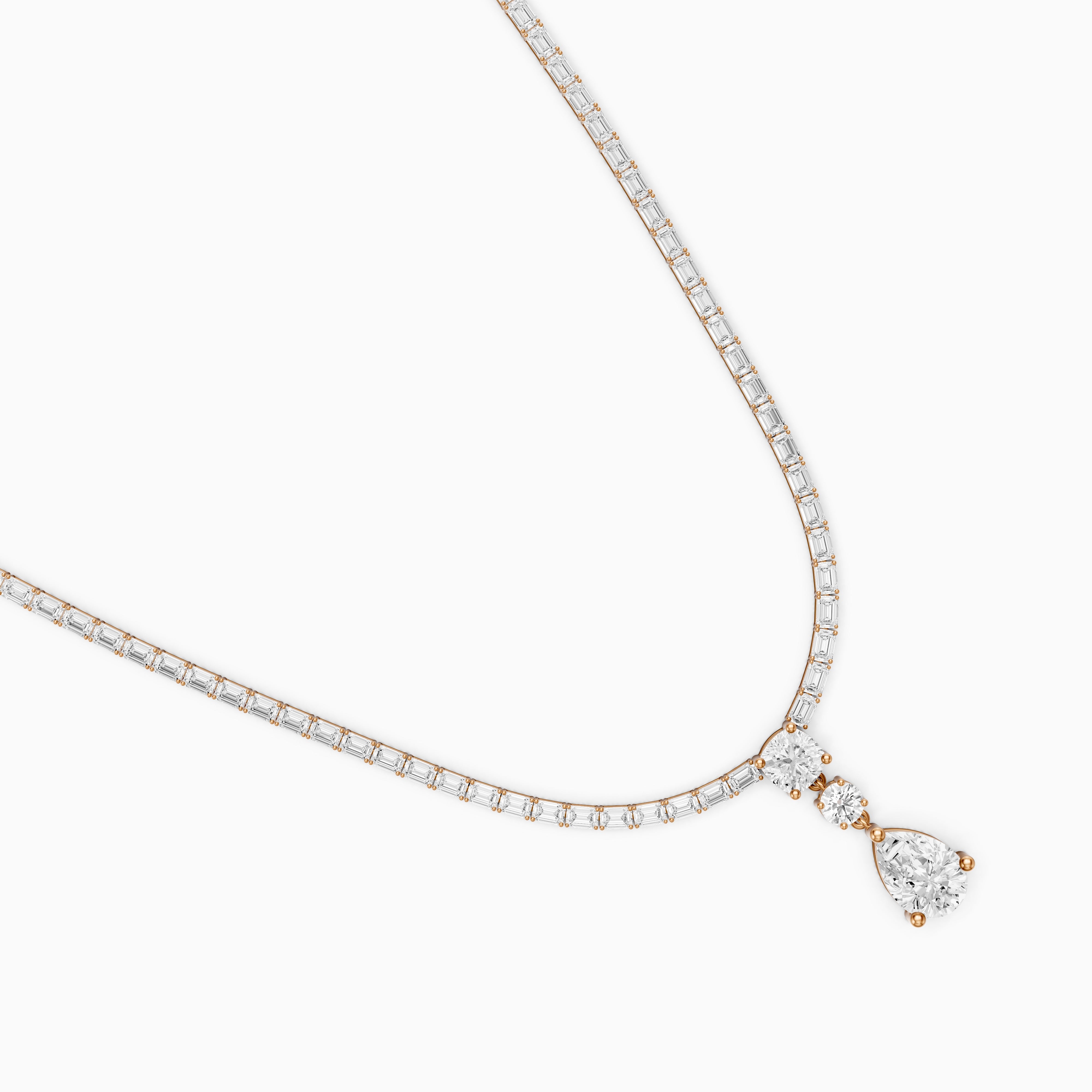 Vivian Baguette Cut Lab Grown Diamond Pear Drop Tennis Necklace