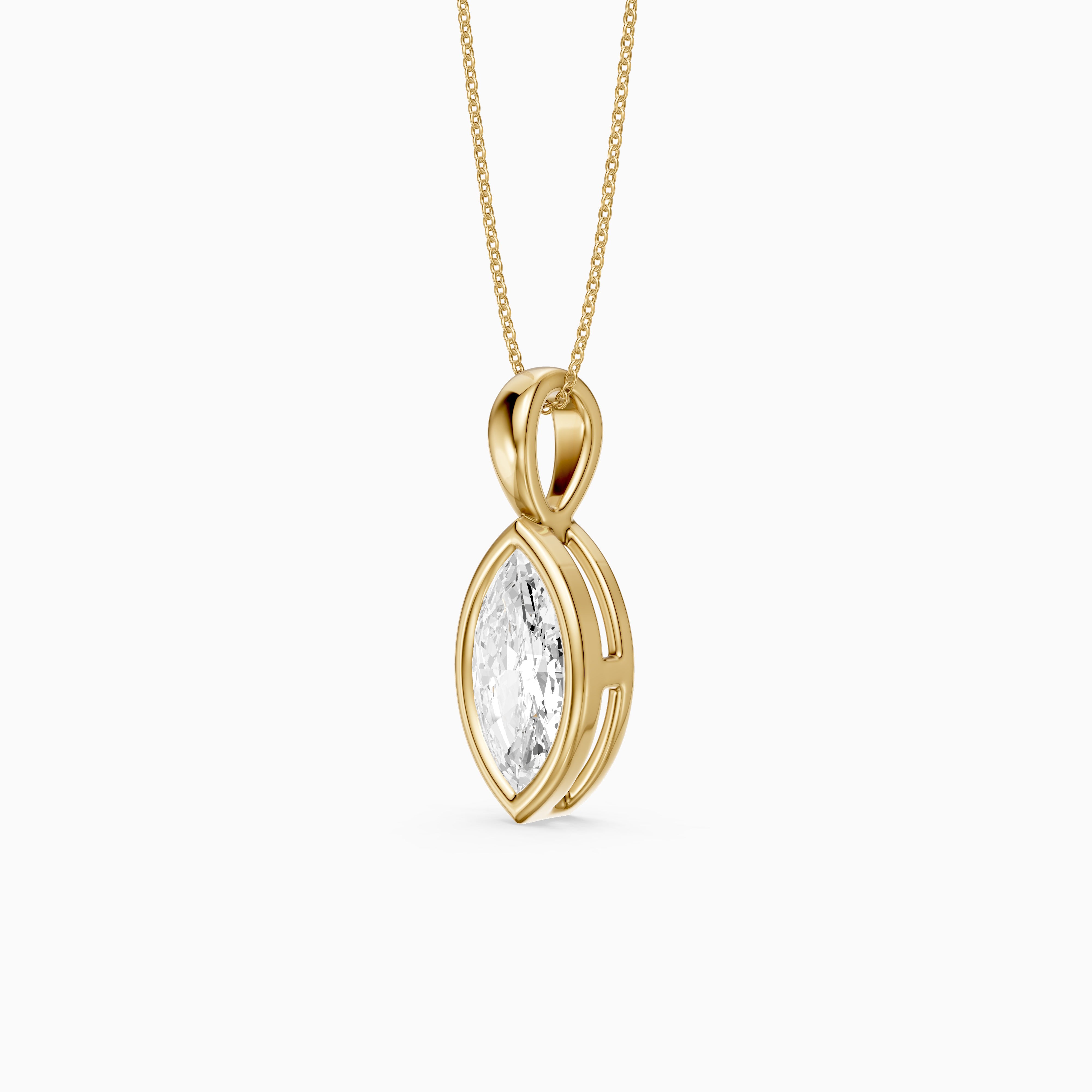 Diora Marquise Bezel Set Lab Grown Diamond Solitaire Pendant