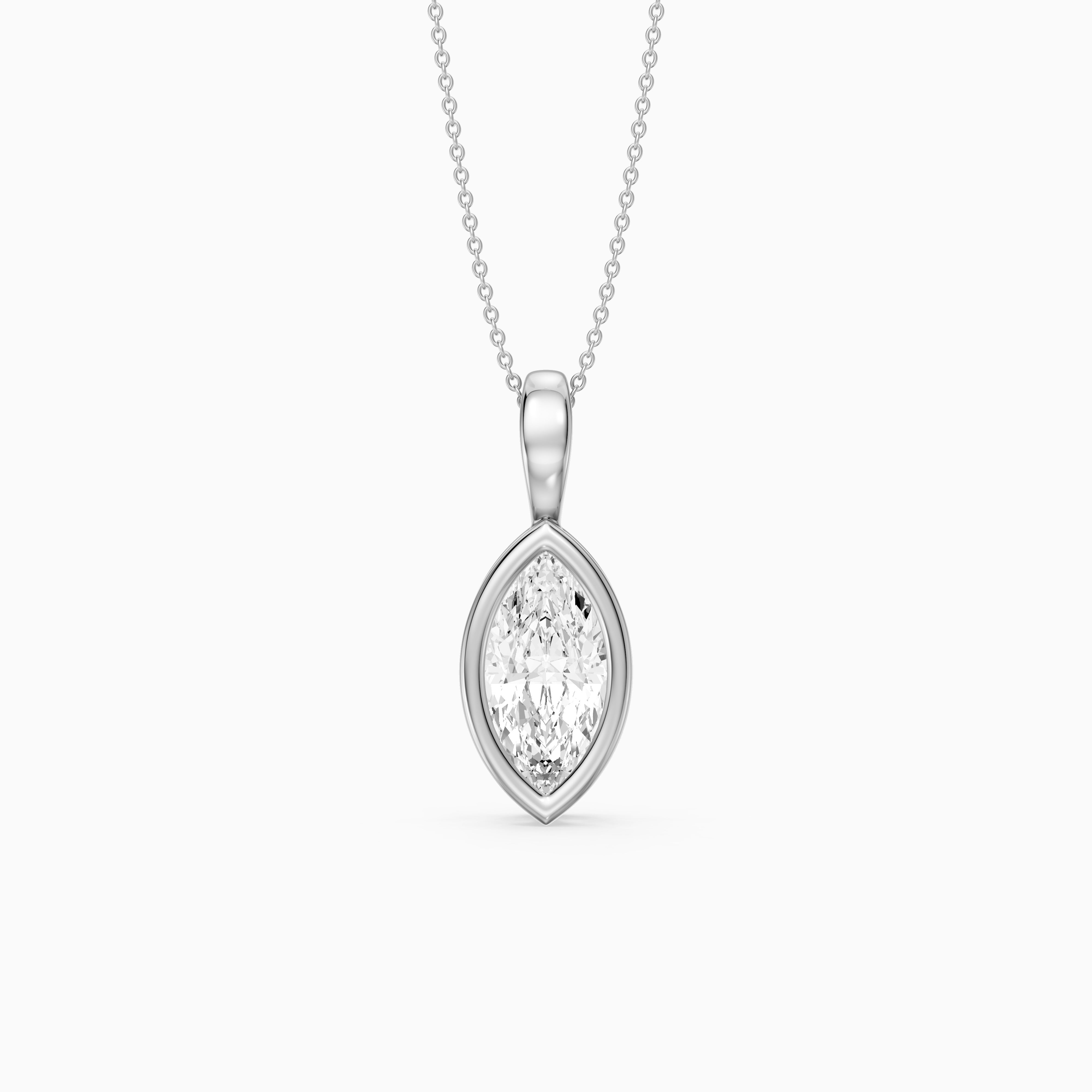 Diora Marquise Bezel Set Lab Grown Diamond Solitaire Pendant