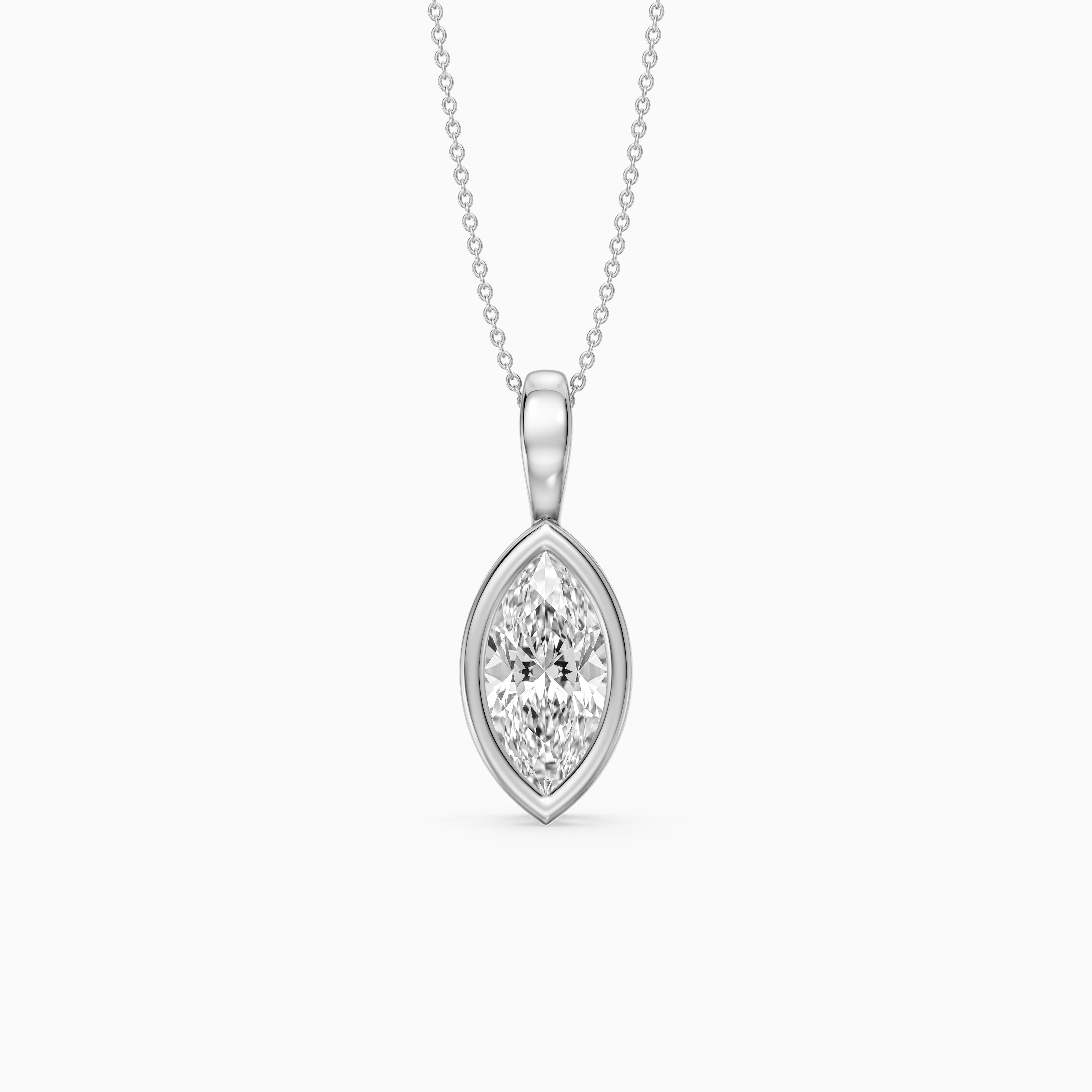 Diora Marquise Bezel Set Lab Grown Diamond Solitaire Pendant