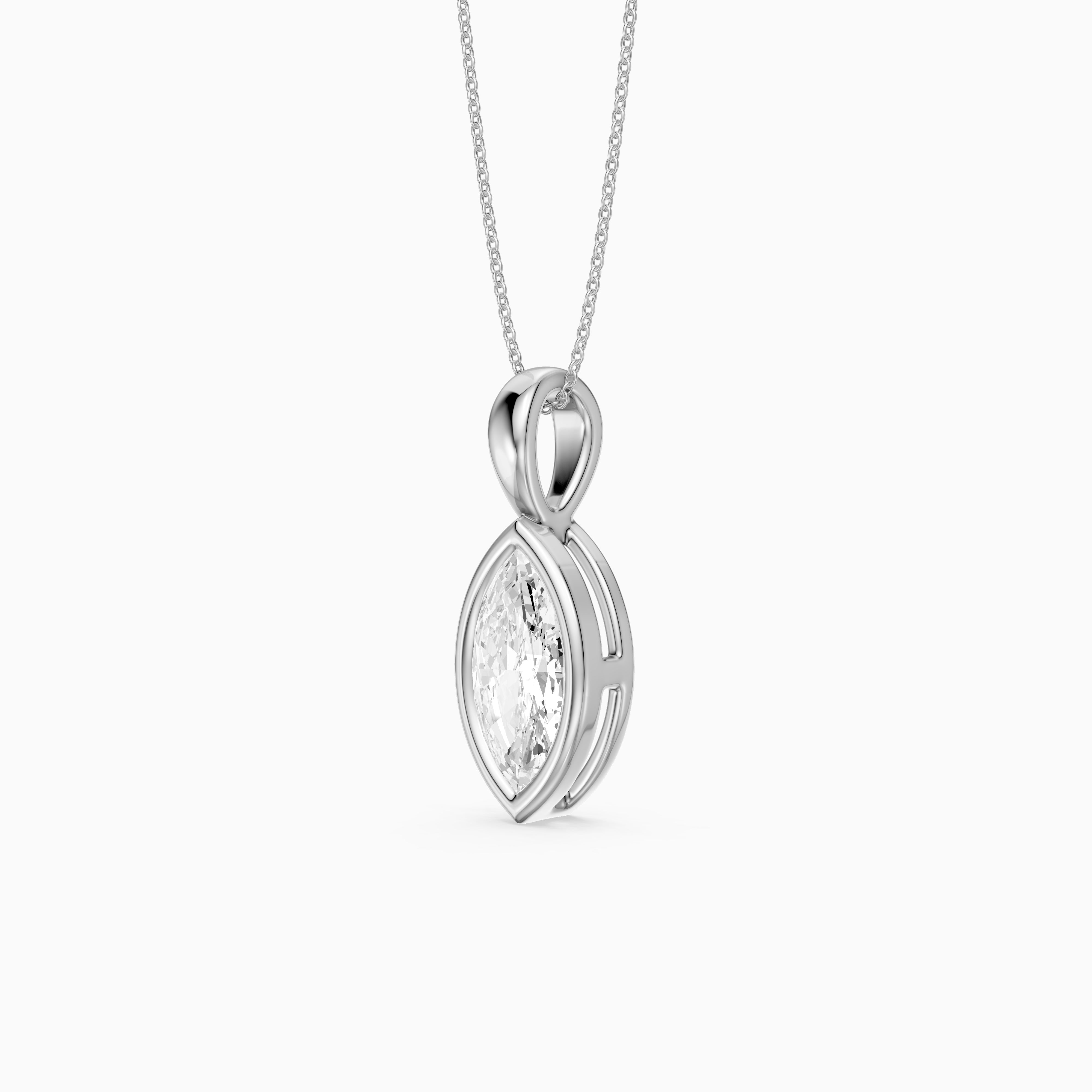 Diora Marquise Bezel Set Lab Grown Diamond Solitaire Pendant