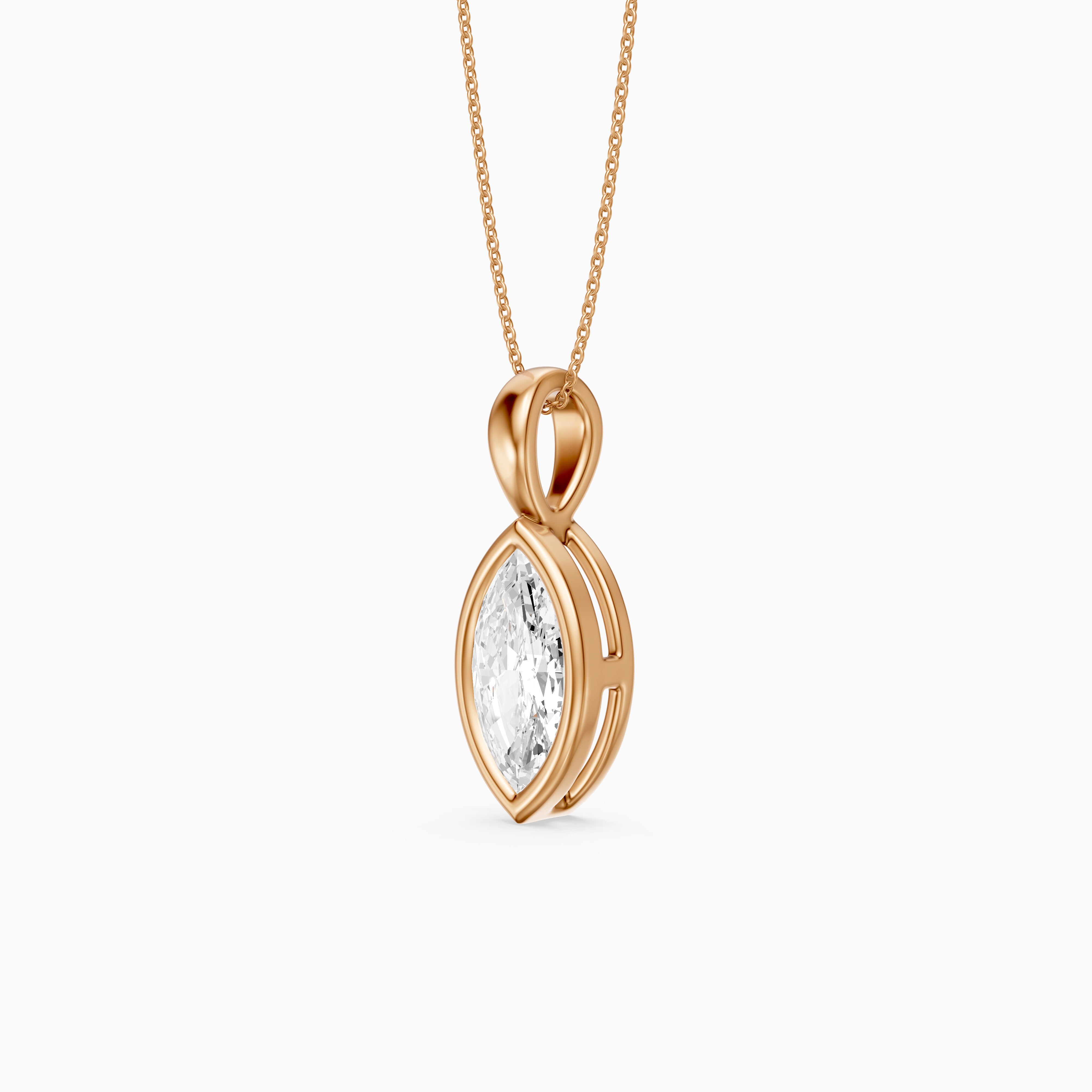 Diora Marquise Bezel Set Lab Grown Diamond Solitaire Pendant