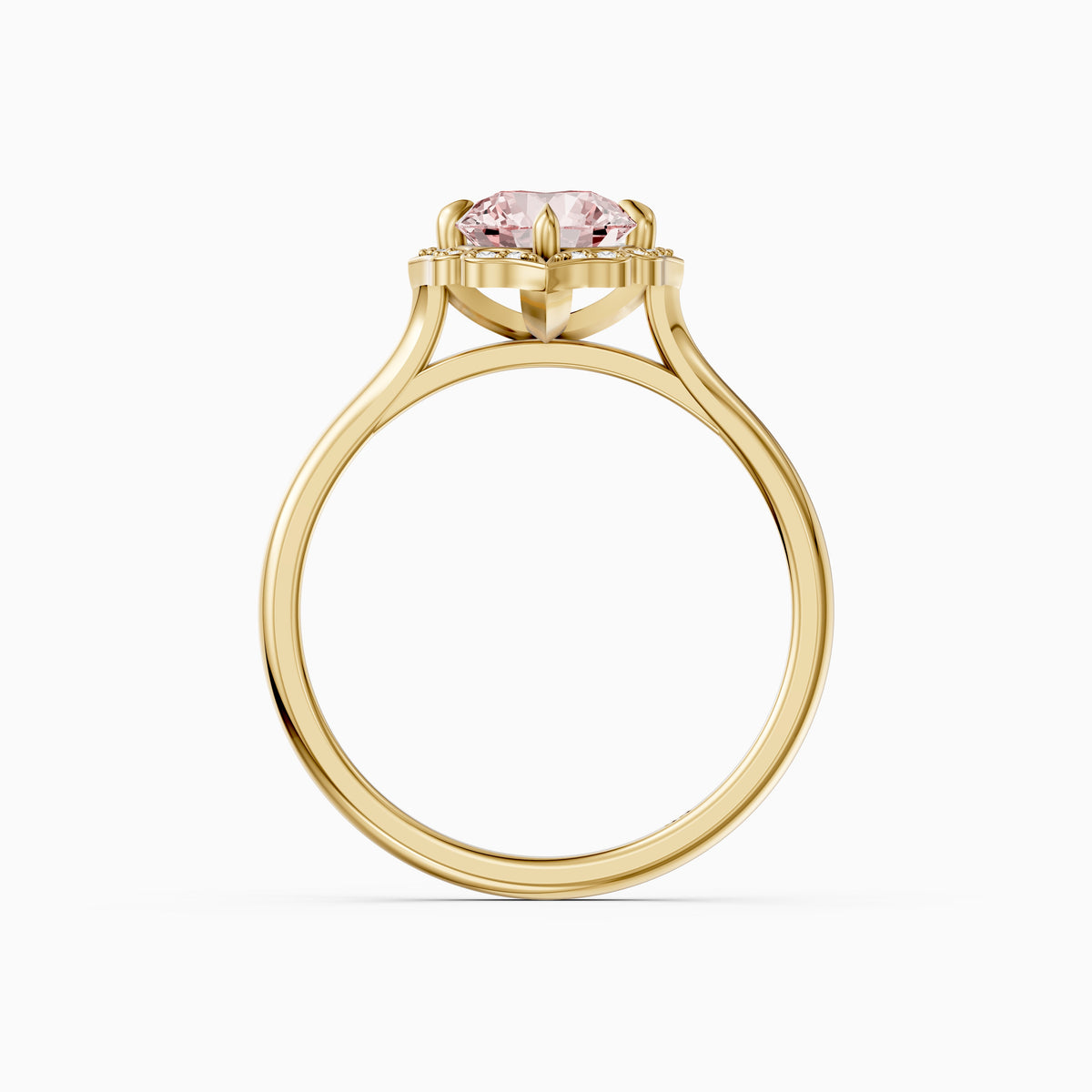 Camille Vintage Inspired Round Cut Halo Pink Lab Grown Diamond Ring