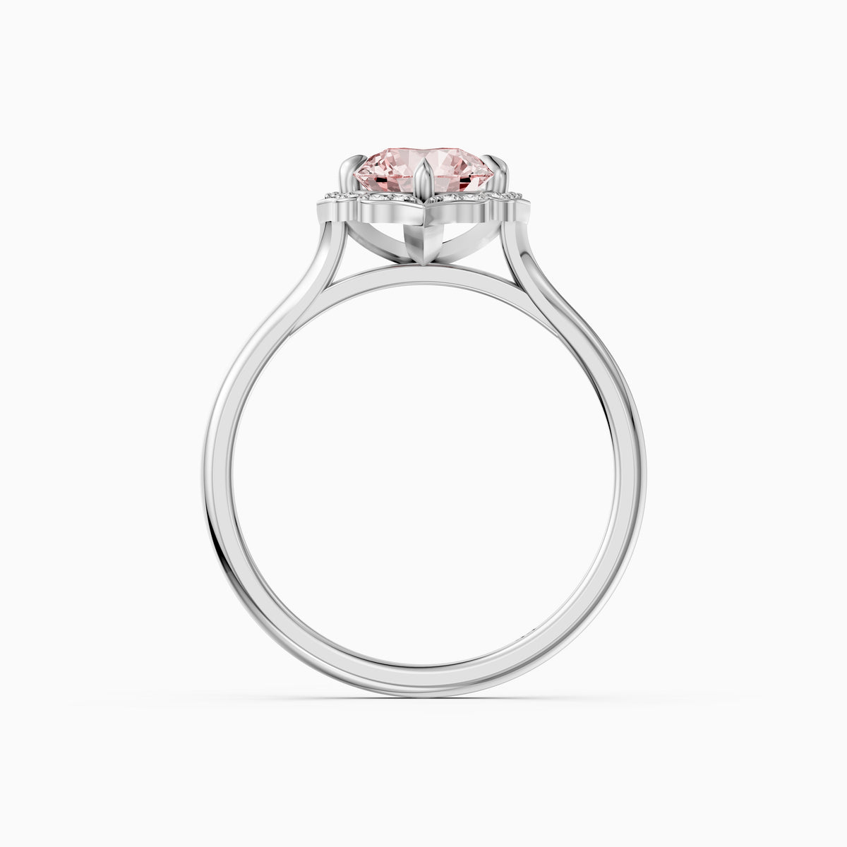 Camille Vintage Inspired Round Cut Halo Pink Lab Grown Diamond Ring